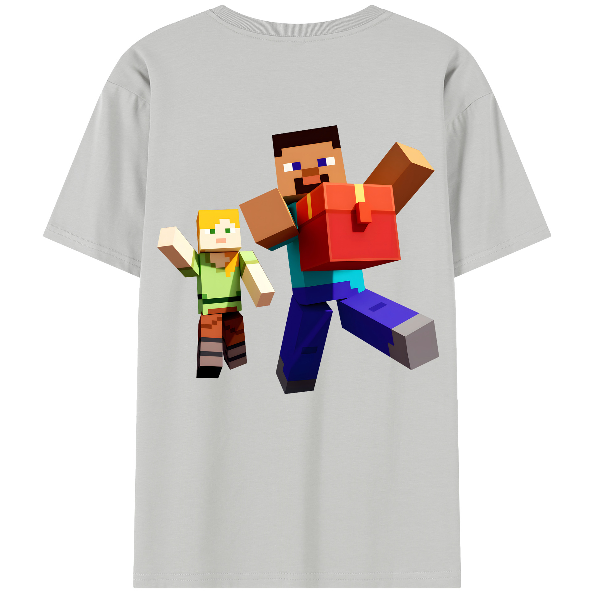 （画像用） マインクラフト ブロックの世界 Minecraft MC Block world 綿100％半袖Tシャツ（背面プリント）