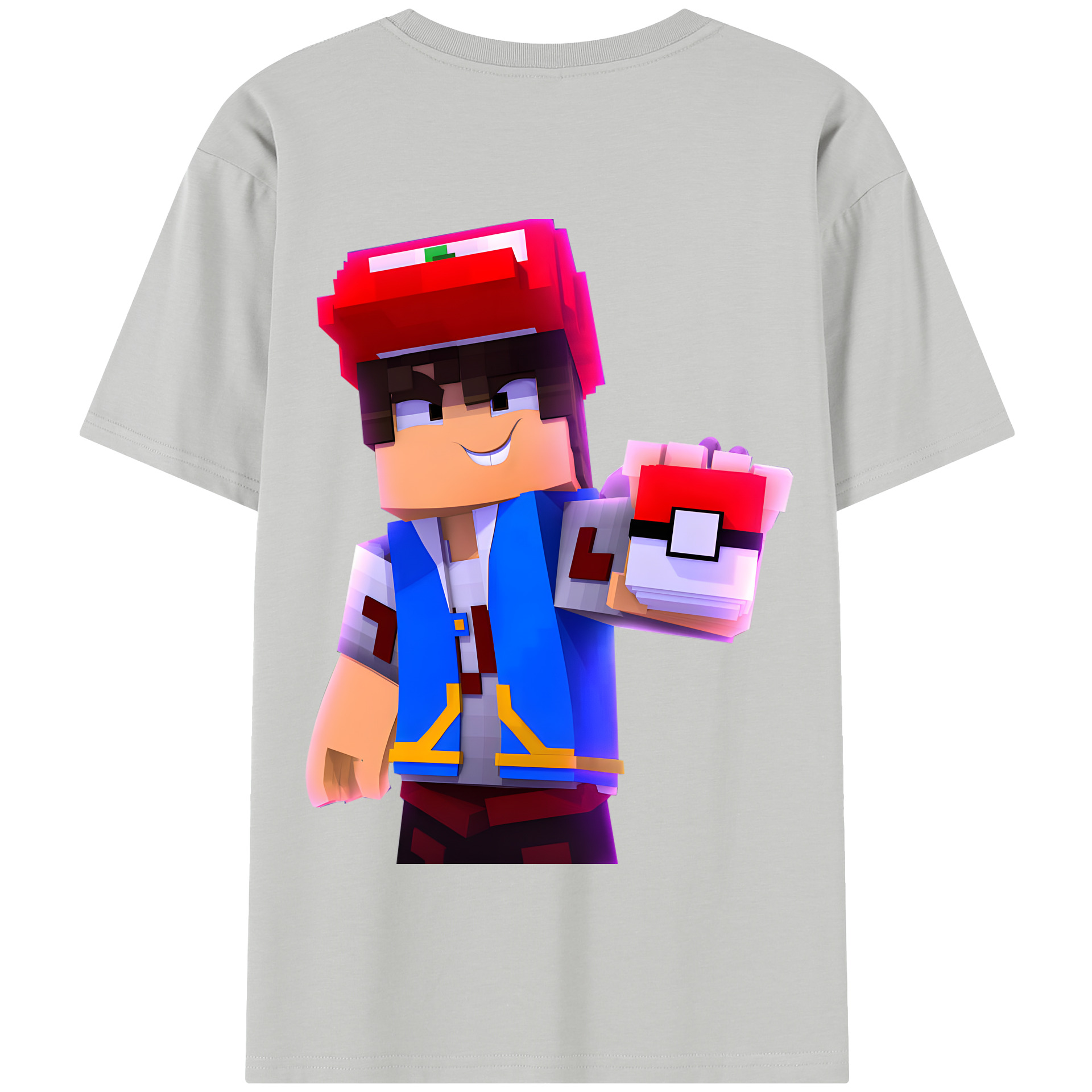（画像用） マインクラフト ブロックの世界 Minecraft MC Block world 綿100％半袖Tシャツ（背面プリント）