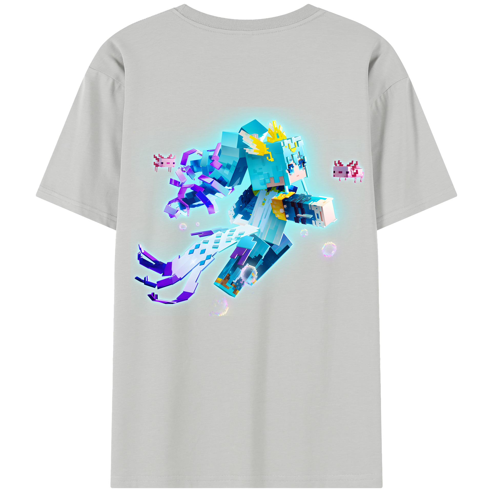 （画像用） マインクラフト ブロックの世界 Minecraft MC Block world 綿100％半袖Tシャツ（背面プリント）