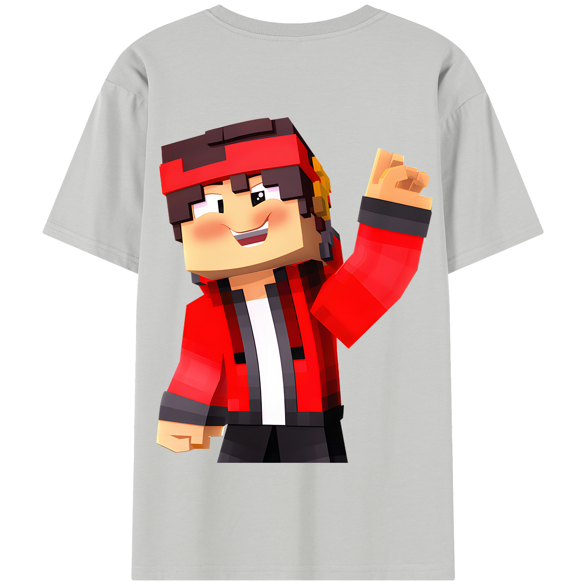 （画像用） マインクラフト ブロックの世界 Minecraft MC Block world 綿100％半袖Tシャツ（背面プリント）