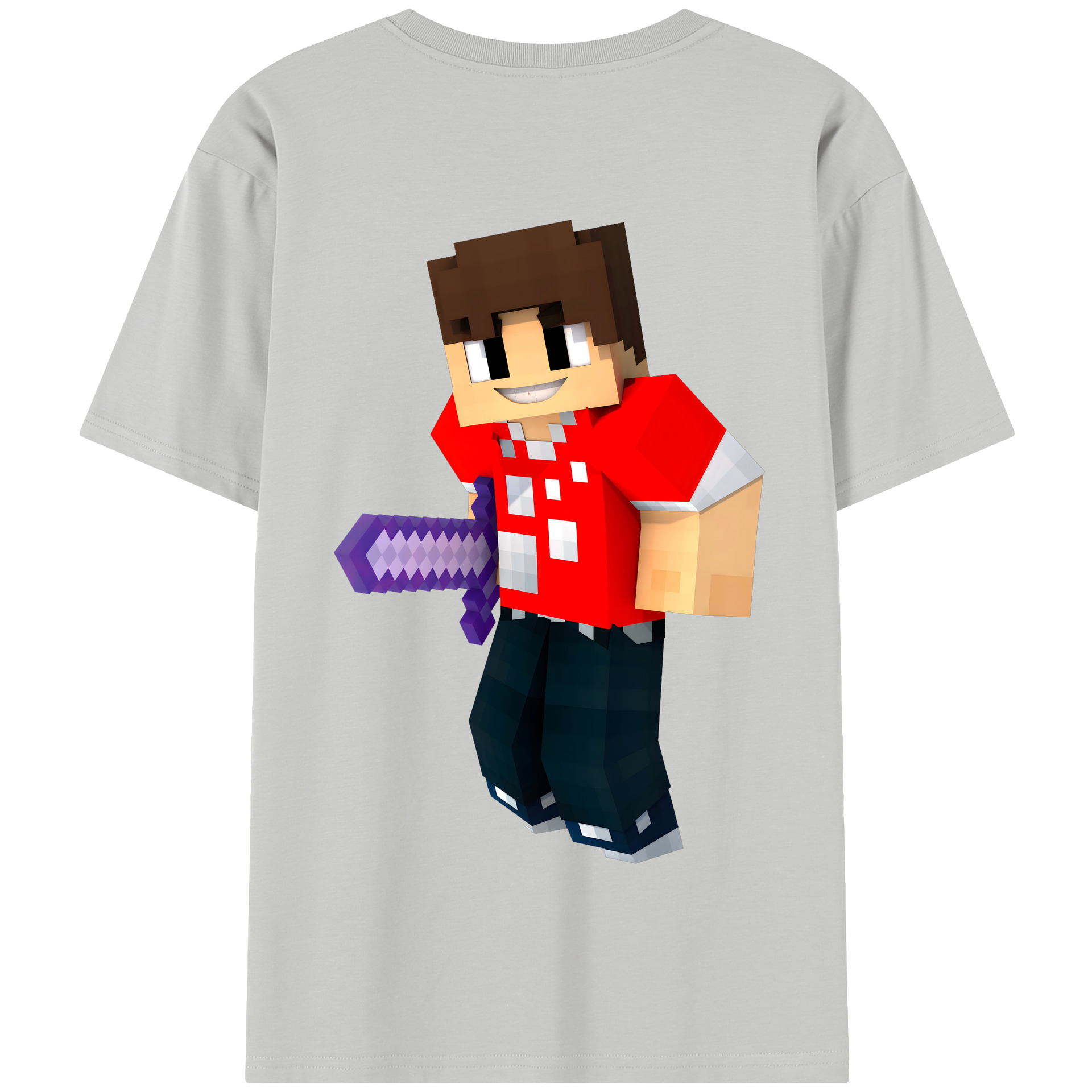 （画像用） マインクラフト ブロックの世界 Minecraft MC Block world 綿100％半袖Tシャツ（背面プリント）
