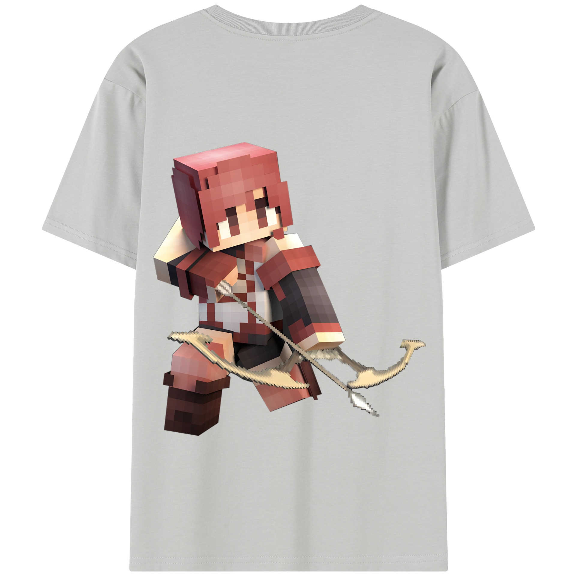 （画像用） マインクラフト ブロックの世界 Minecraft MC Block world 綿100％半袖Tシャツ（背面プリント）