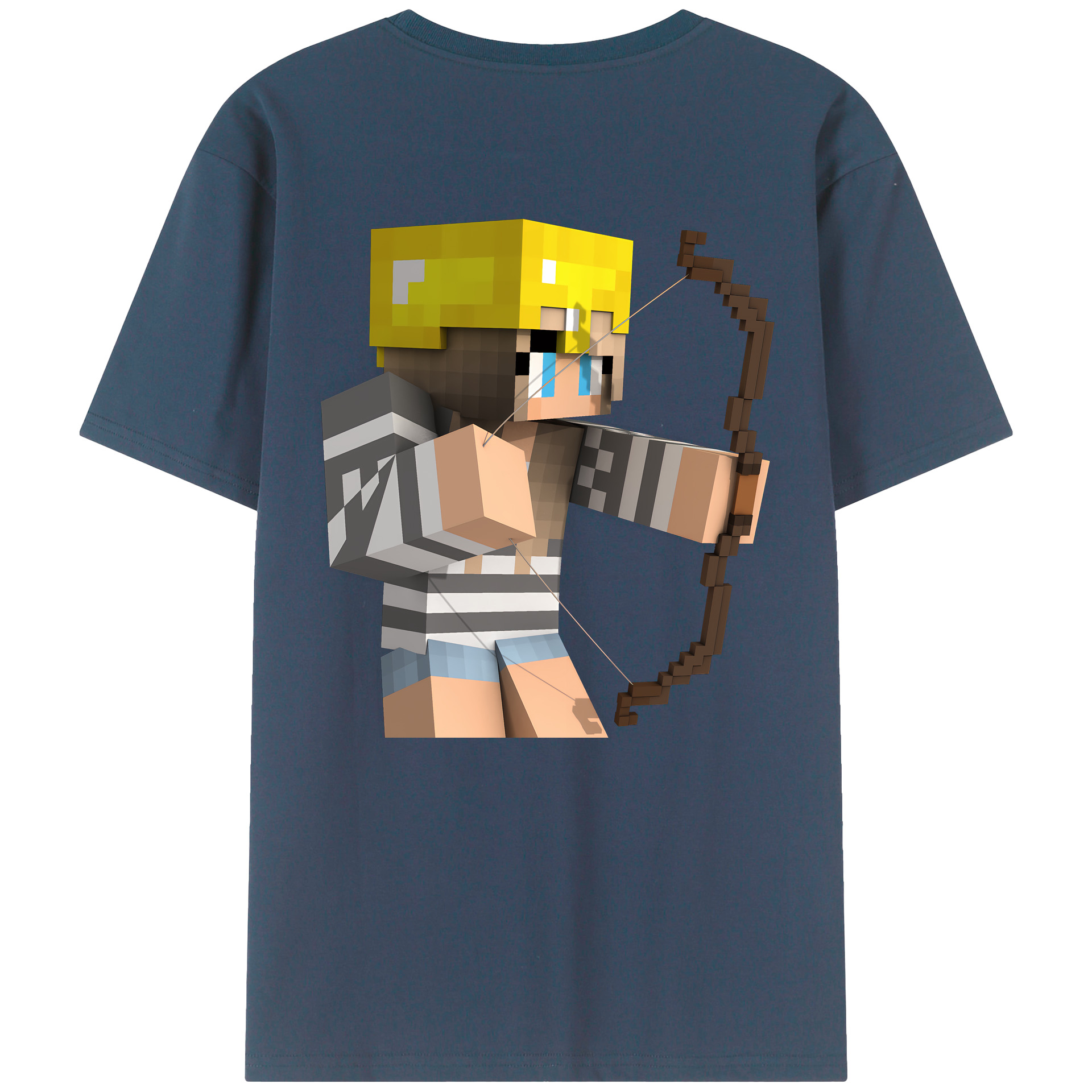 （画像用） マインクラフト ブロックの世界 Minecraft MC Block world 綿100％半袖Tシャツ（背面プリント）