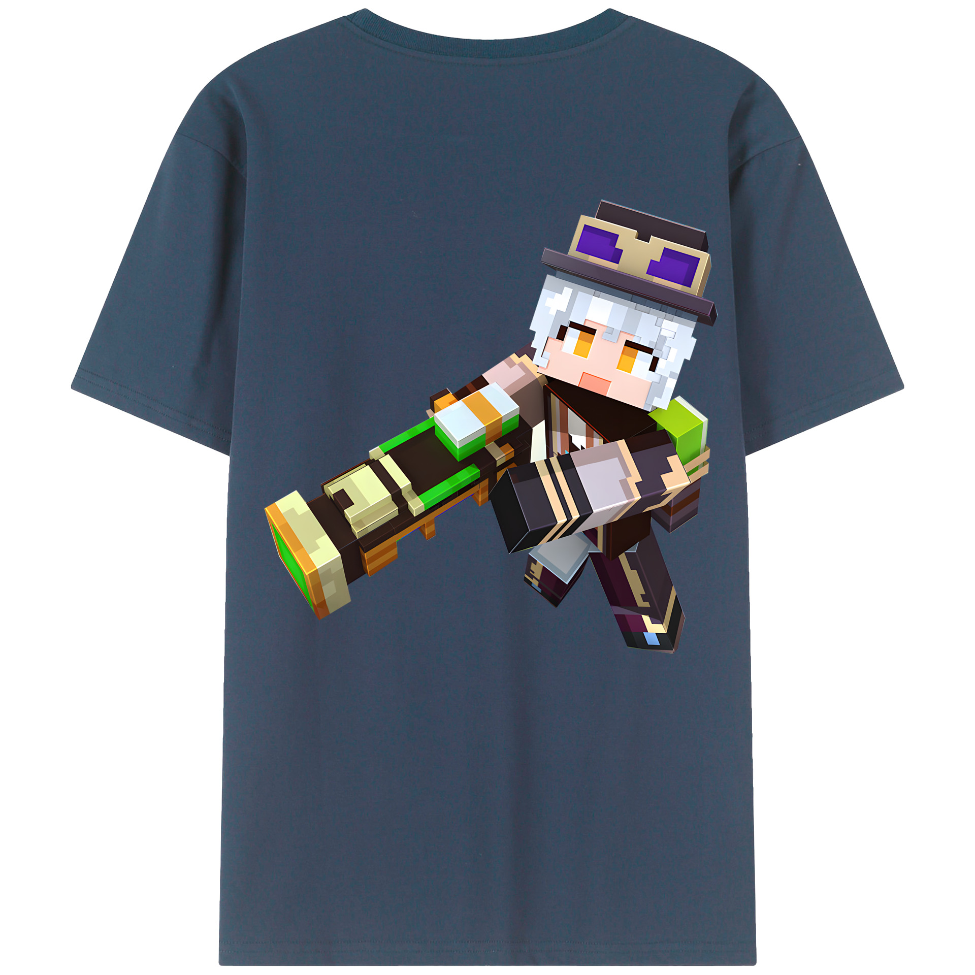（画像用） マインクラフト ブロックの世界 Minecraft MC Block world 綿100％半袖Tシャツ（背面プリント）