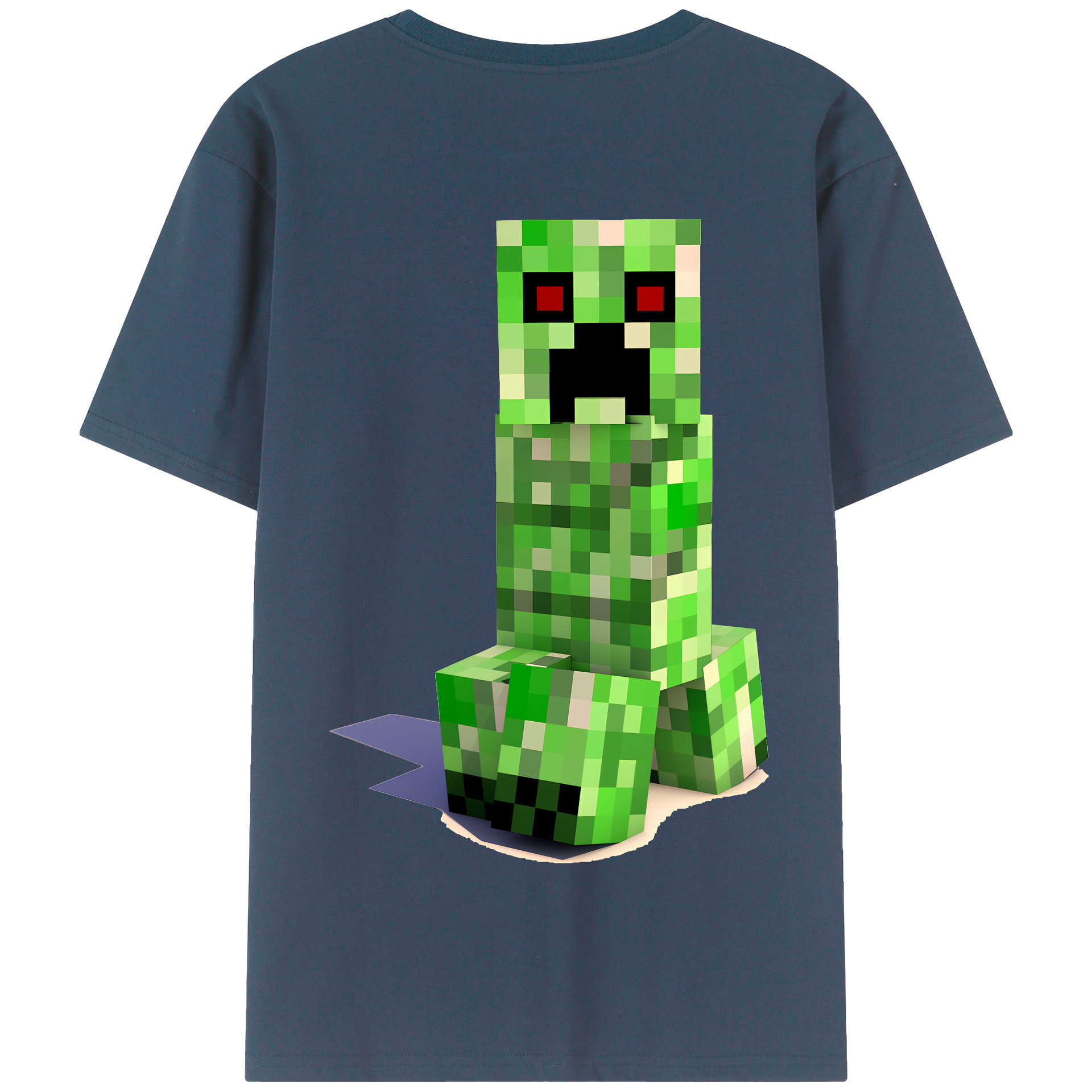 （画像用） マインクラフト ブロックの世界 Minecraft MC Block world 綿100％半袖Tシャツ（背面プリント）