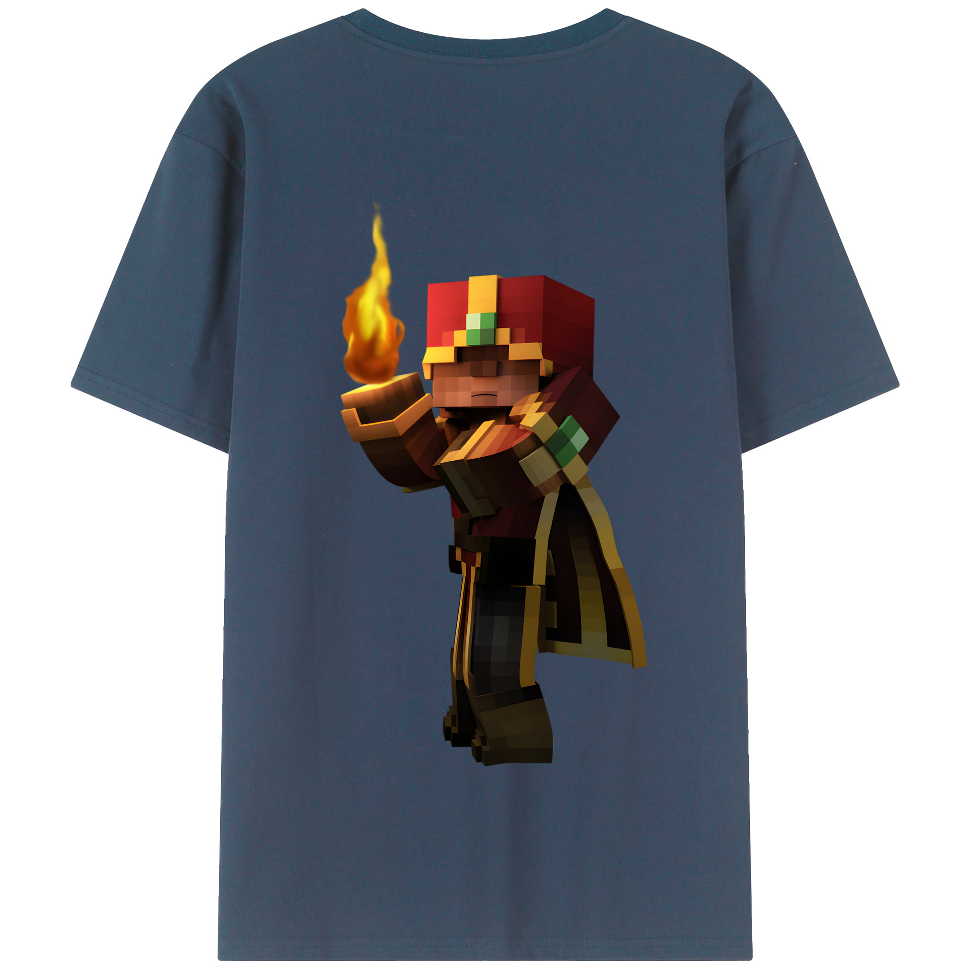 （画像用） マインクラフト ブロックの世界 Minecraft MC Block world 綿100％半袖Tシャツ（背面プリント）