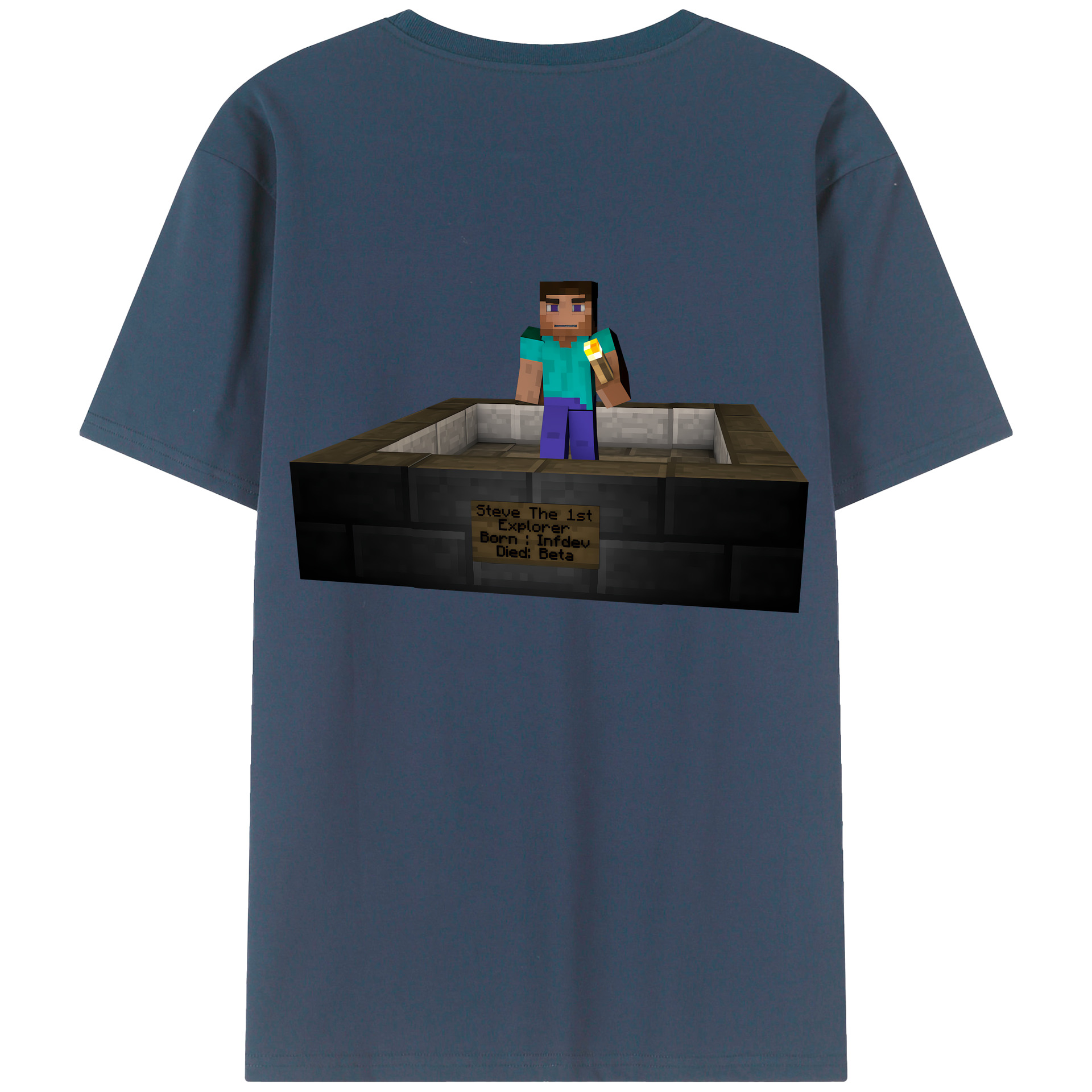 （画像用） マインクラフト ブロックの世界 Minecraft MC Block world 綿100％半袖Tシャツ（背面プリント）