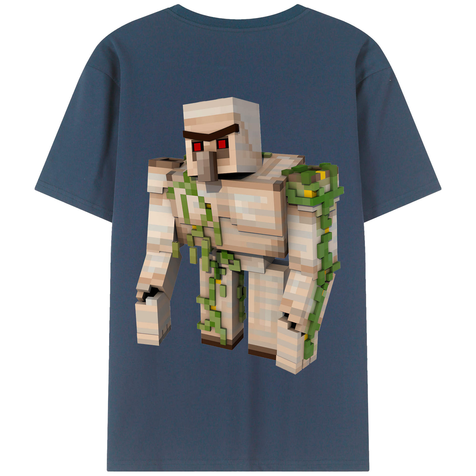 （画像用） マインクラフト ブロックの世界 Minecraft MC Block world 綿100％半袖Tシャツ（背面プリント）