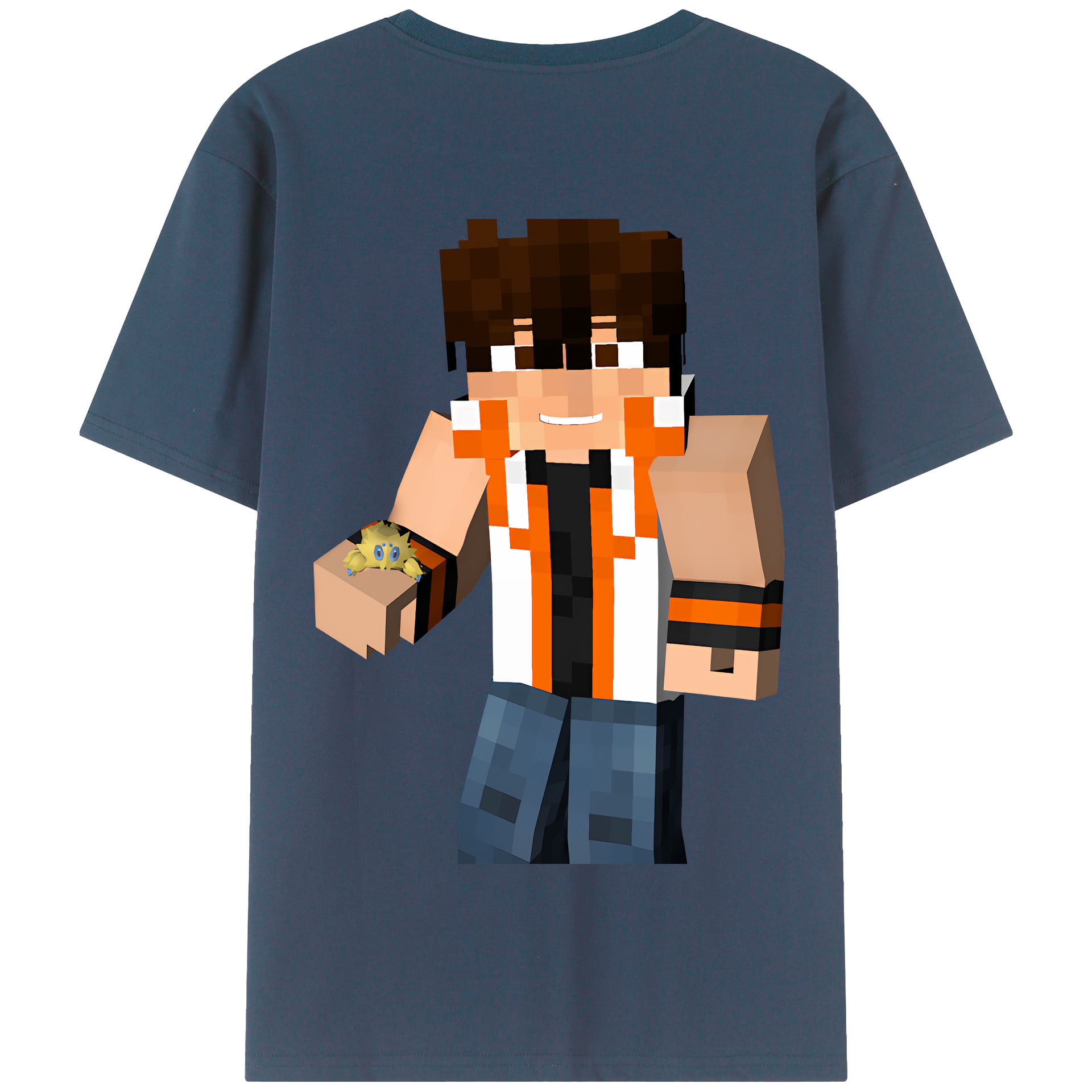 （画像用） マインクラフト ブロックの世界 Minecraft MC Block world 綿100％半袖Tシャツ（背面プリント）