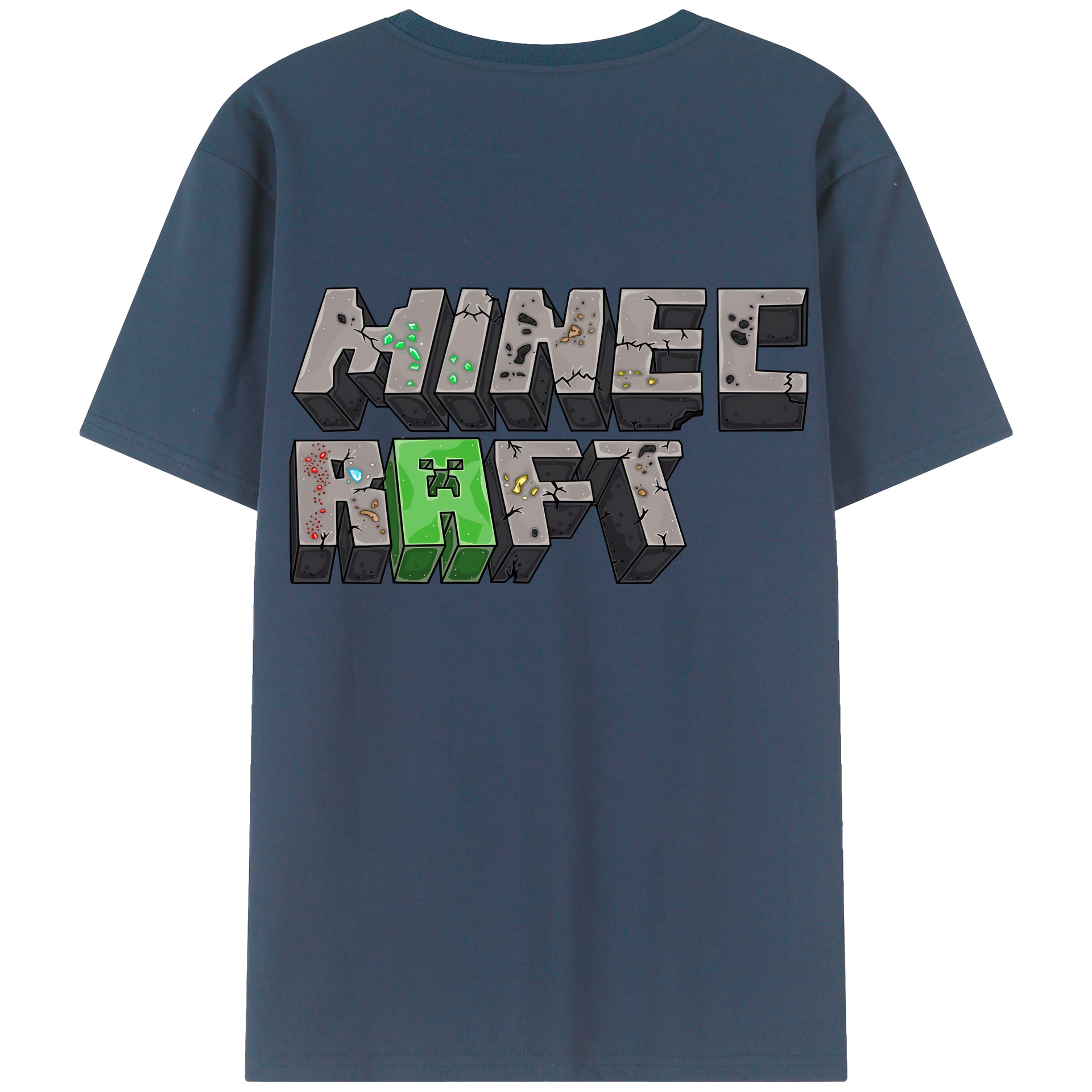 （画像用） マインクラフト ブロックの世界 Minecraft MC Block world 綿100％半袖Tシャツ（背面プリント）