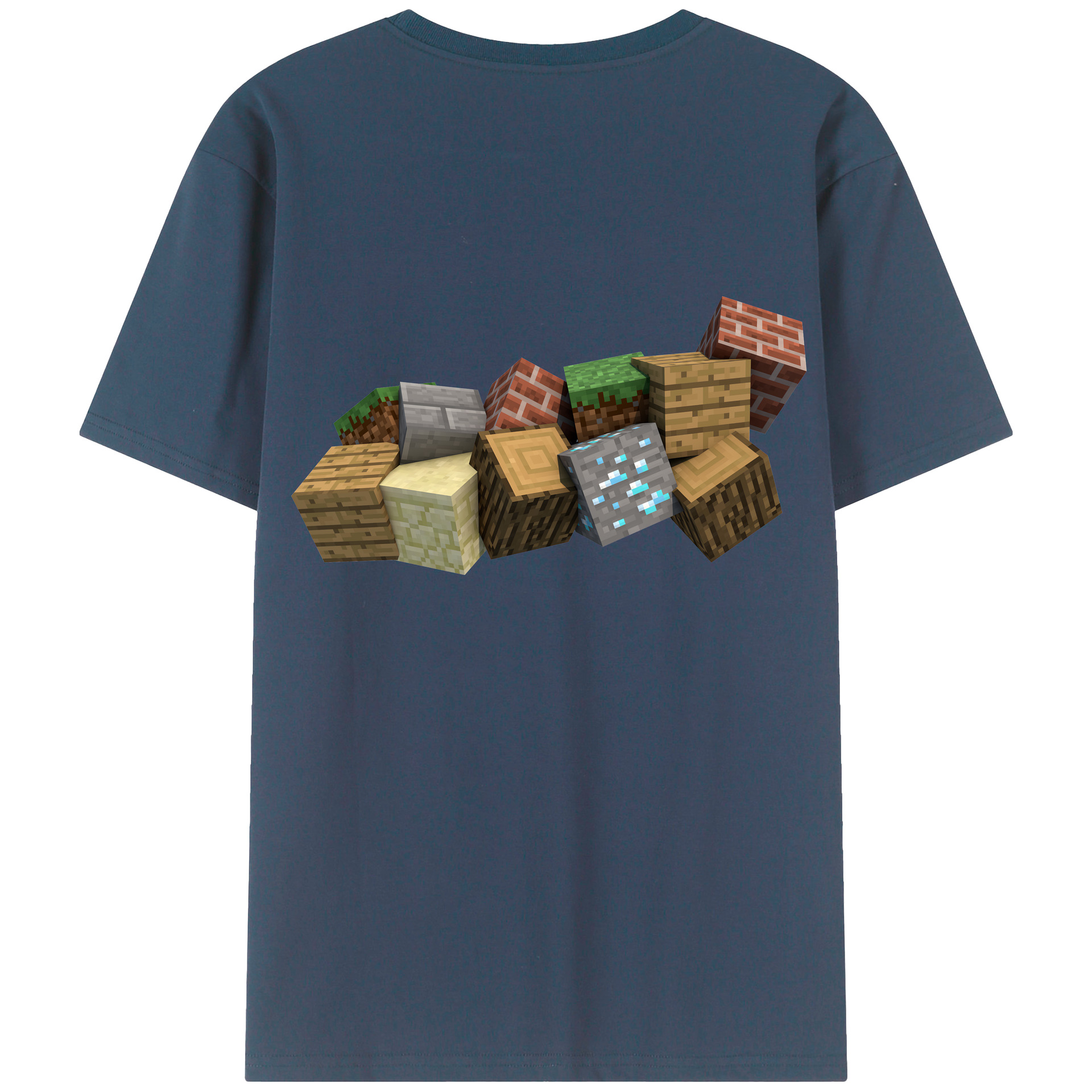 （画像用） マインクラフト ブロックの世界 Minecraft MC Block world 綿100％半袖Tシャツ（背面プリント）