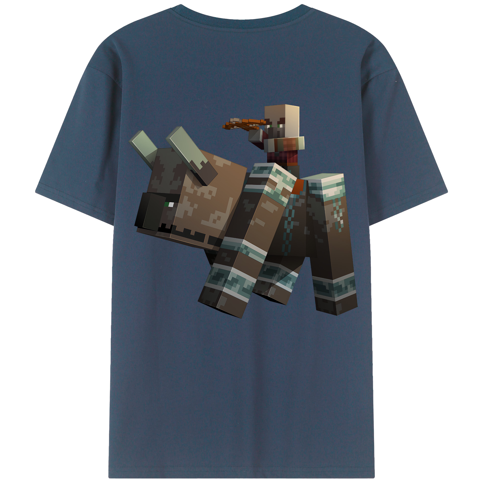（画像用） マインクラフト ブロックの世界 Minecraft MC Block world 綿100％半袖Tシャツ（背面プリント）