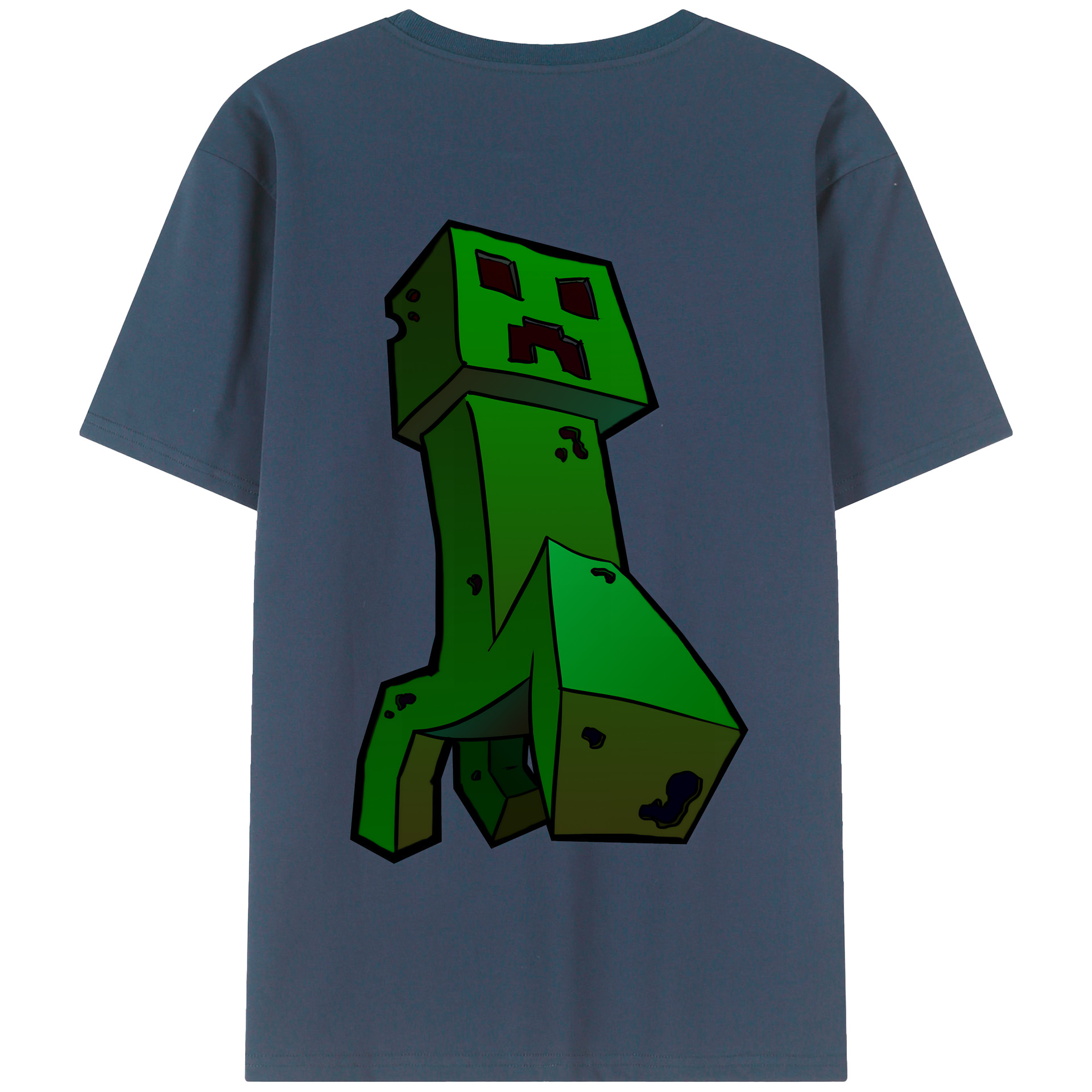 （画像用） マインクラフト ブロックの世界 Minecraft MC Block world 綿100％半袖Tシャツ（背面プリント）