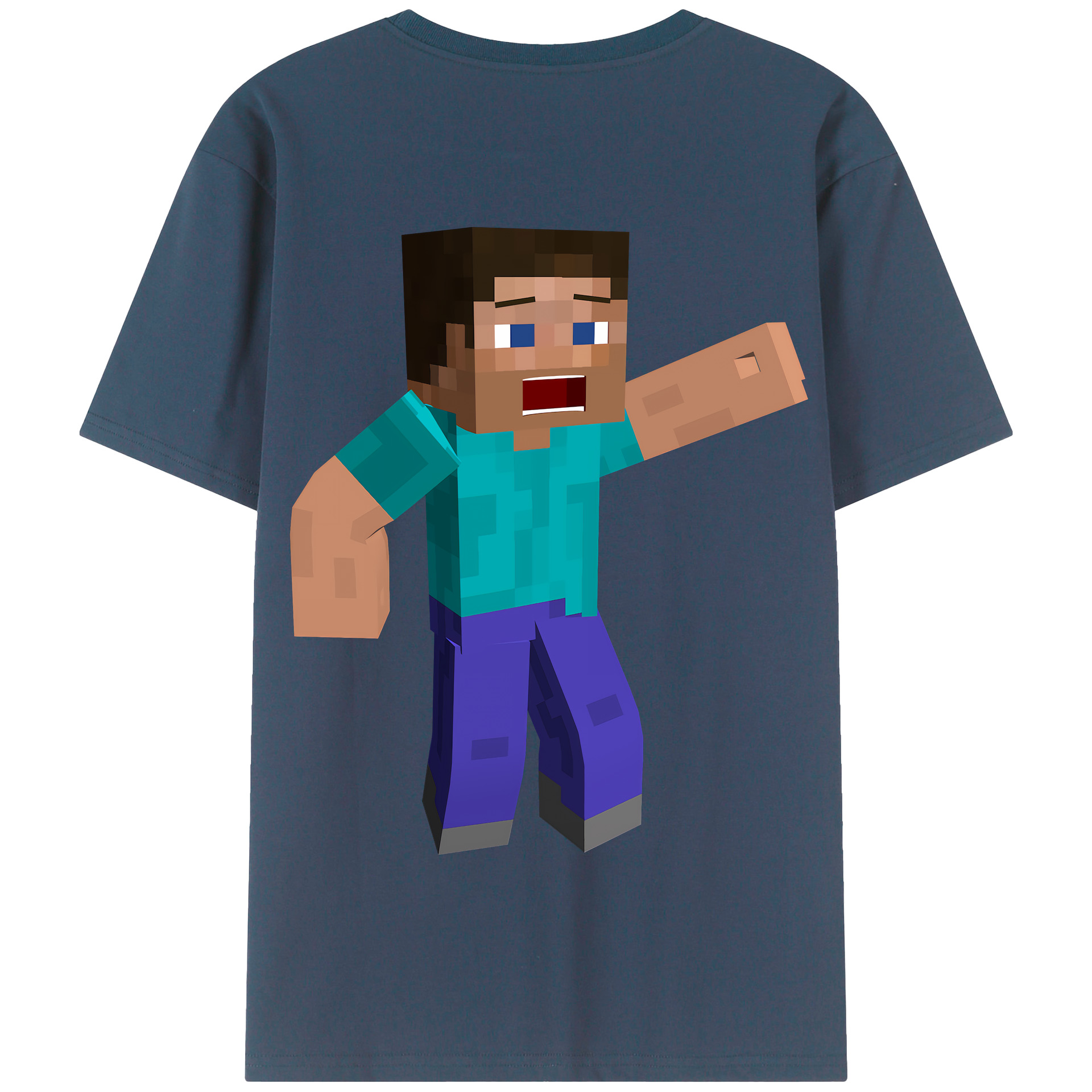 （画像用） マインクラフト ブロックの世界 Minecraft MC Block world 綿100％半袖Tシャツ（背面プリント）