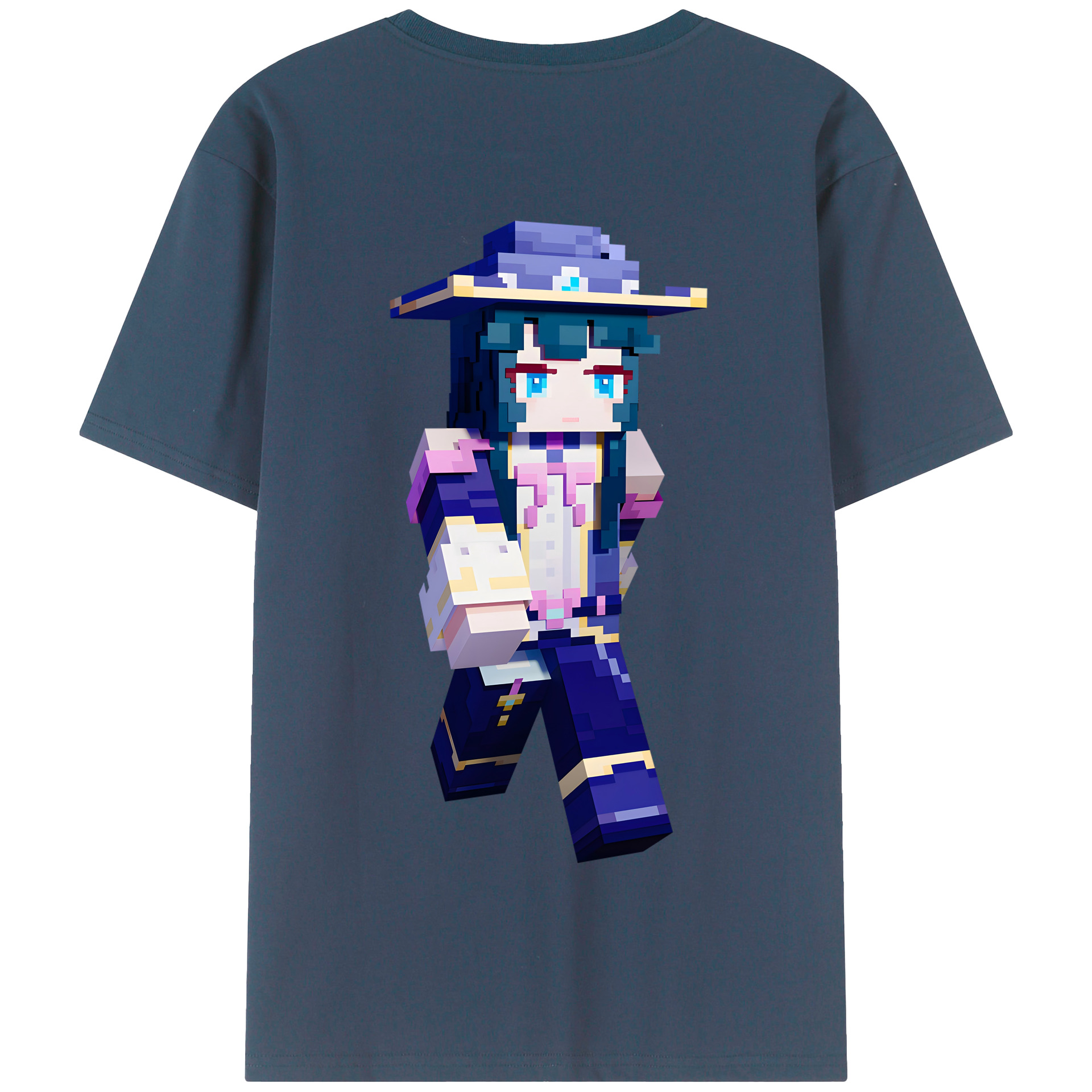 （画像用） マインクラフト ブロックの世界 Minecraft MC Block world 綿100％半袖Tシャツ（背面プリント）