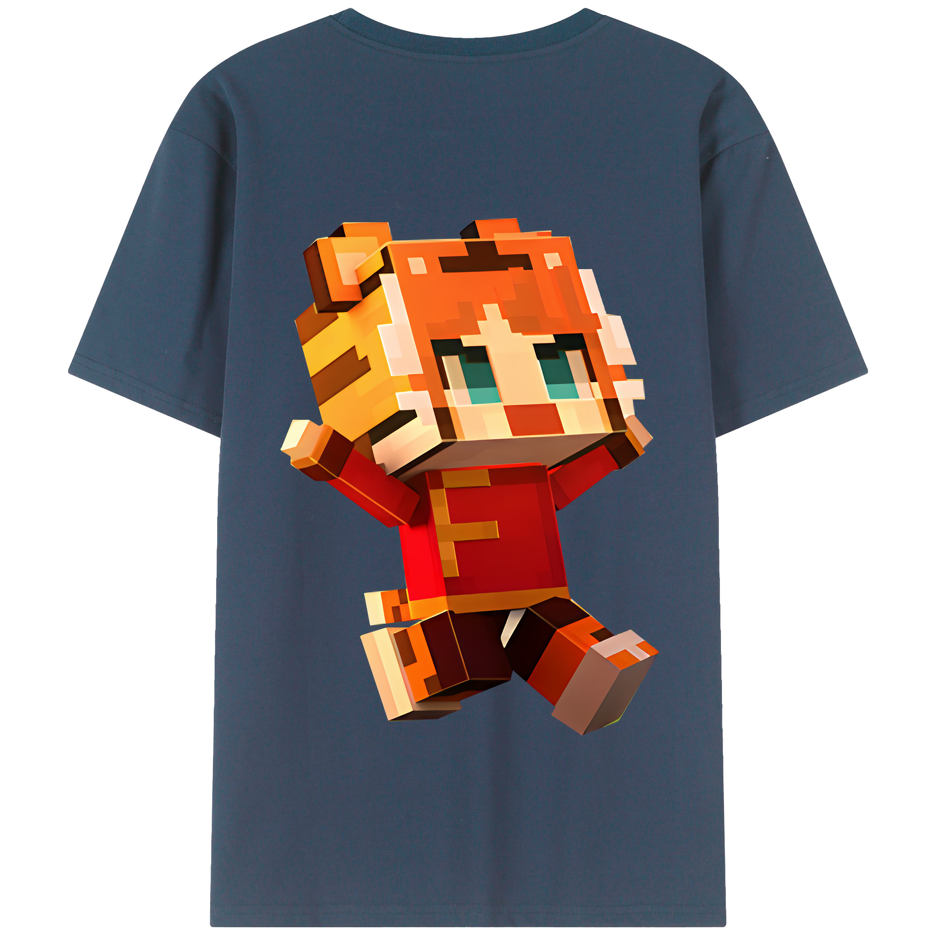 （画像用） マインクラフト ブロックの世界 Minecraft MC Block world 綿100％半袖Tシャツ（背面プリント）