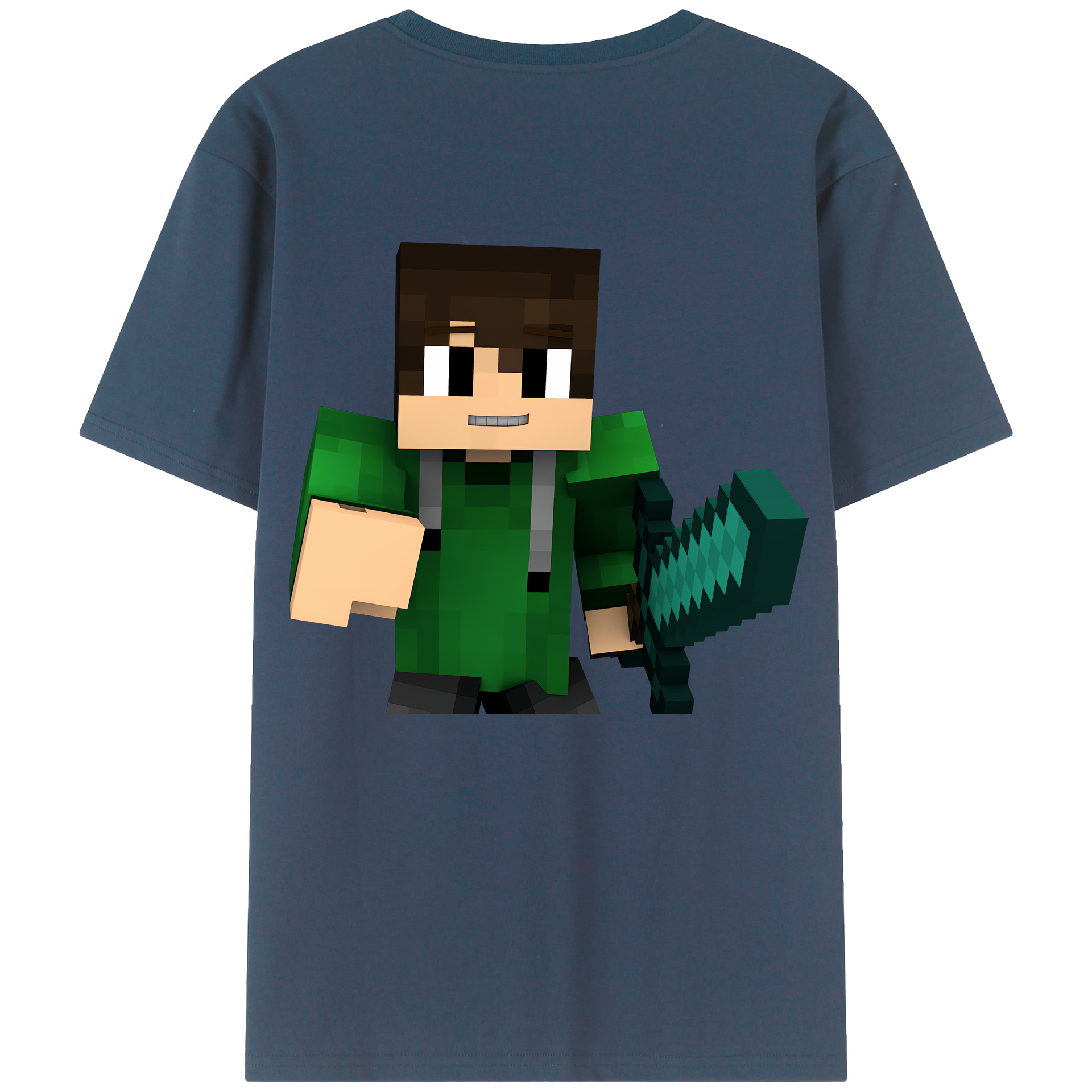 （画像用） マインクラフト ブロックの世界 Minecraft MC Block world 綿100％半袖Tシャツ（背面プリント）