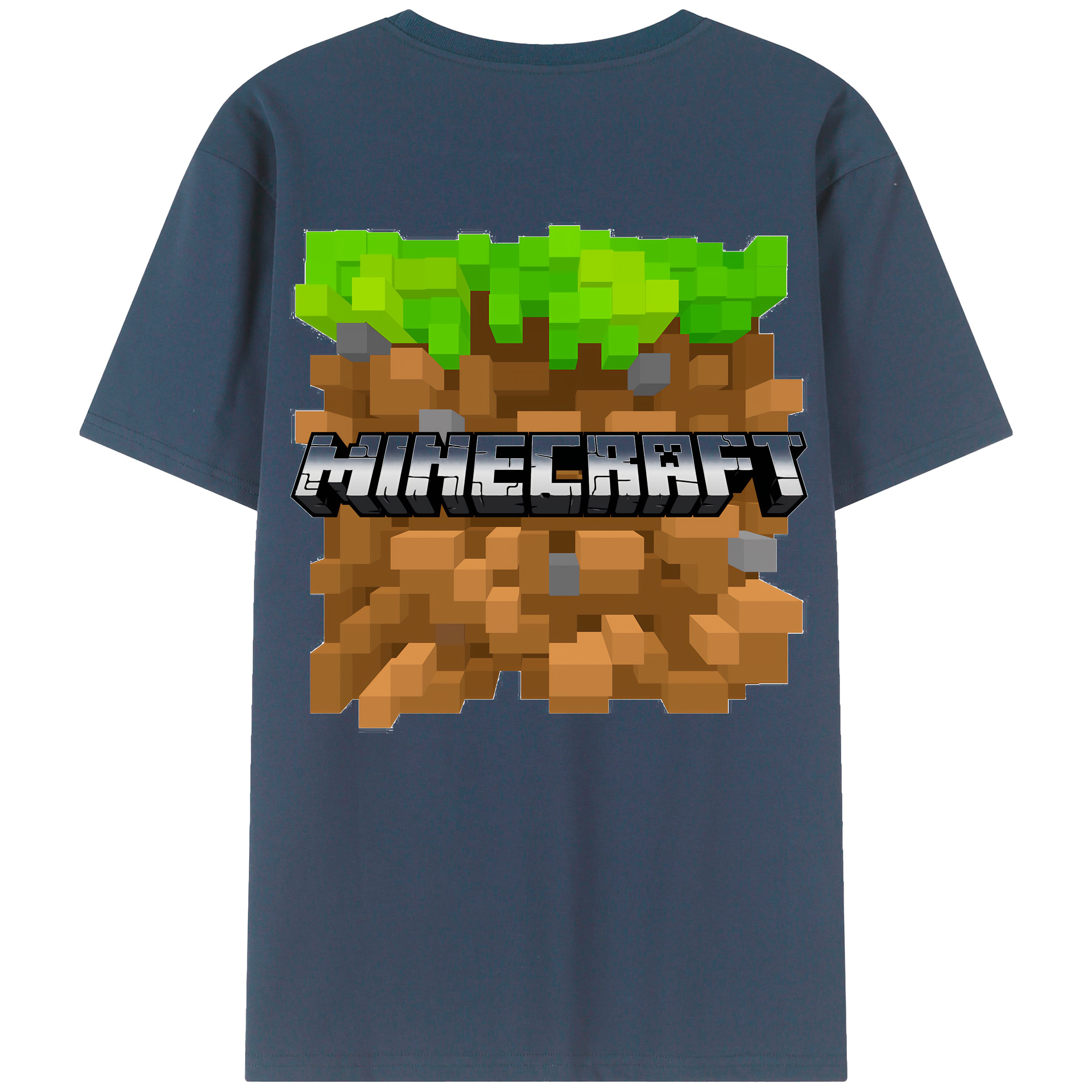 （画像用） マインクラフト ブロックの世界 Minecraft MC Block world 綿100％半袖Tシャツ（背面プリント）