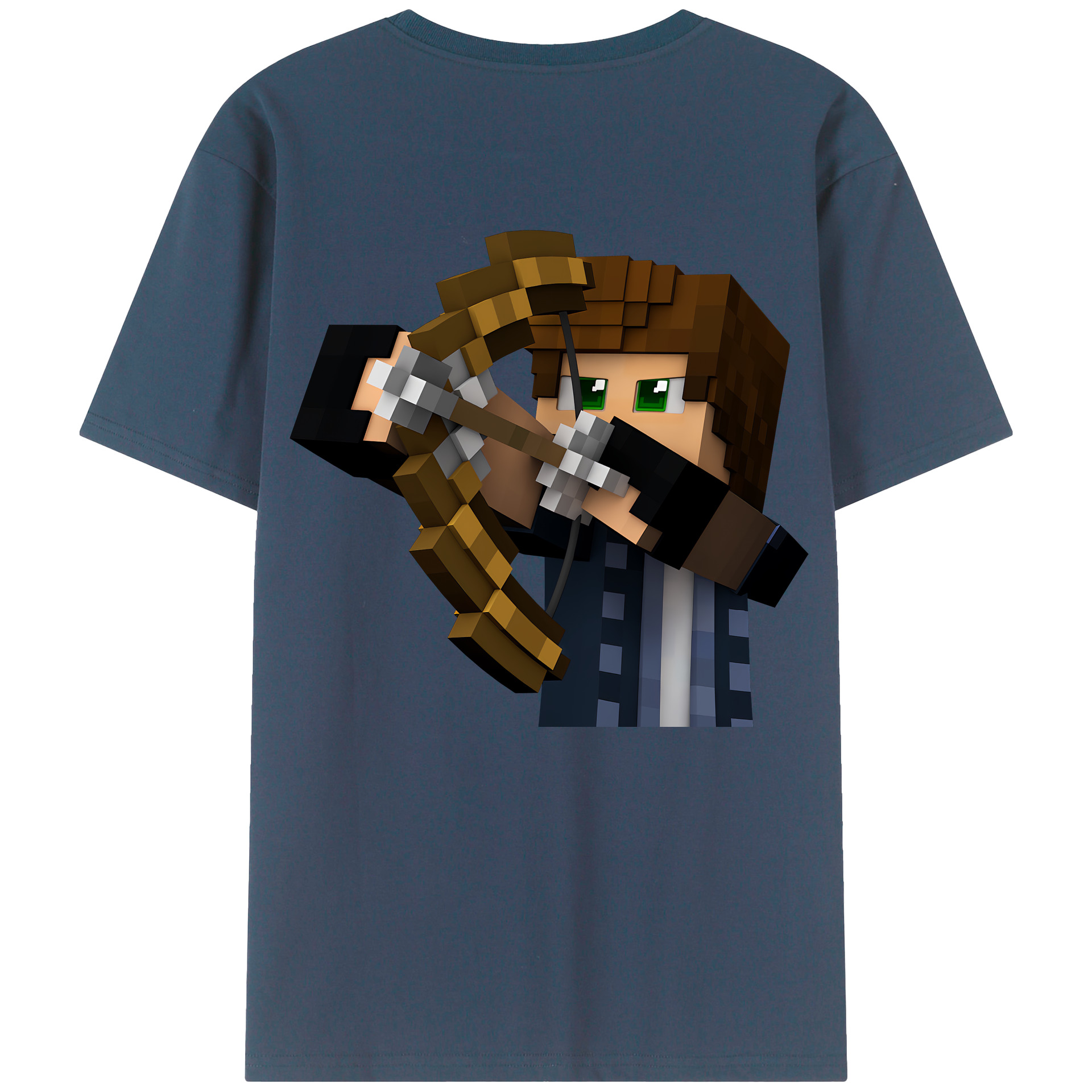 （画像用） マインクラフト ブロックの世界 Minecraft MC Block world 綿100％半袖Tシャツ（背面プリント）