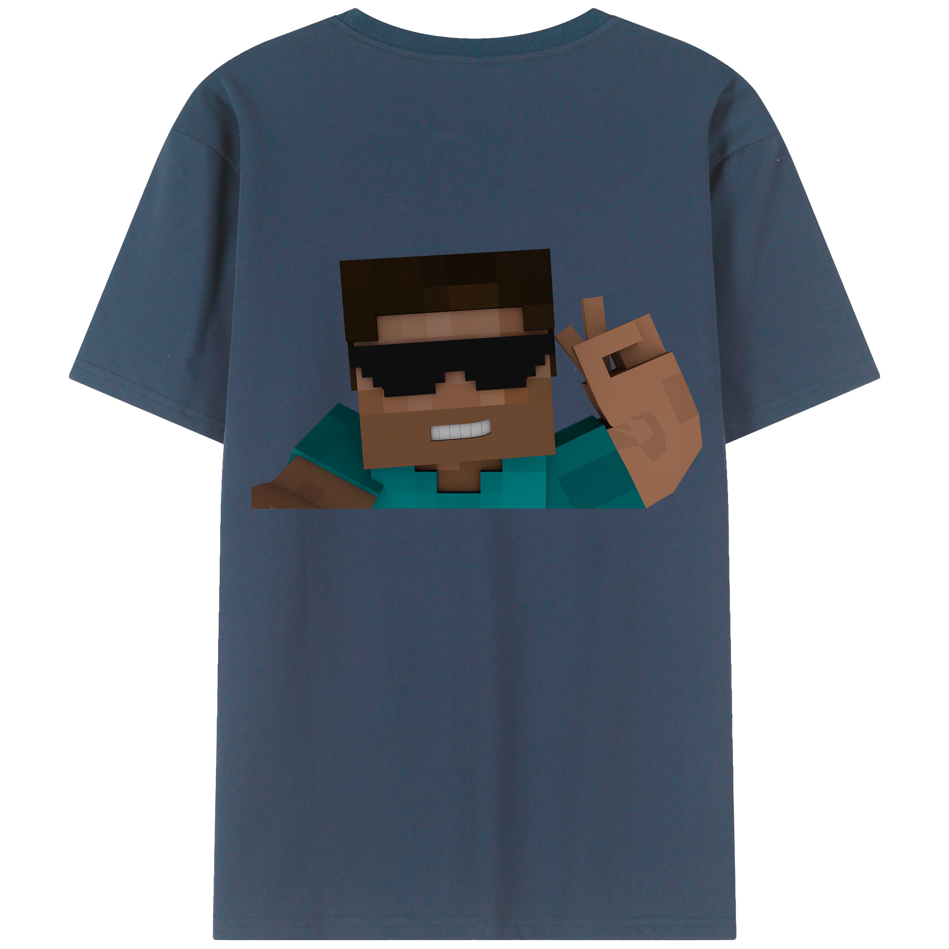 （画像用） マインクラフト ブロックの世界 Minecraft MC Block world 綿100％半袖Tシャツ（背面プリント）