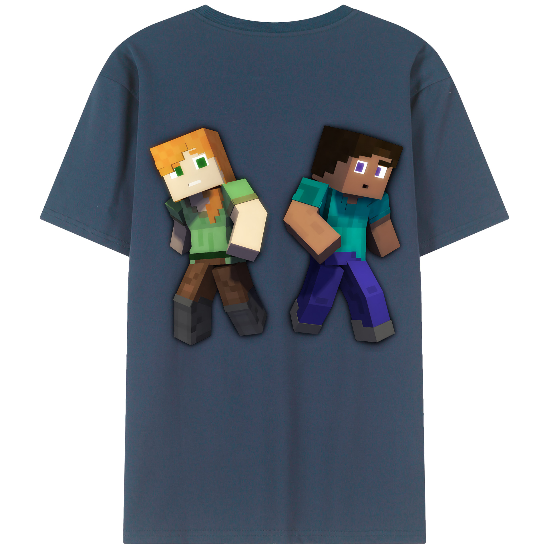 （画像用） マインクラフト ブロックの世界 Minecraft MC Block world 綿100％半袖Tシャツ（背面プリント）
