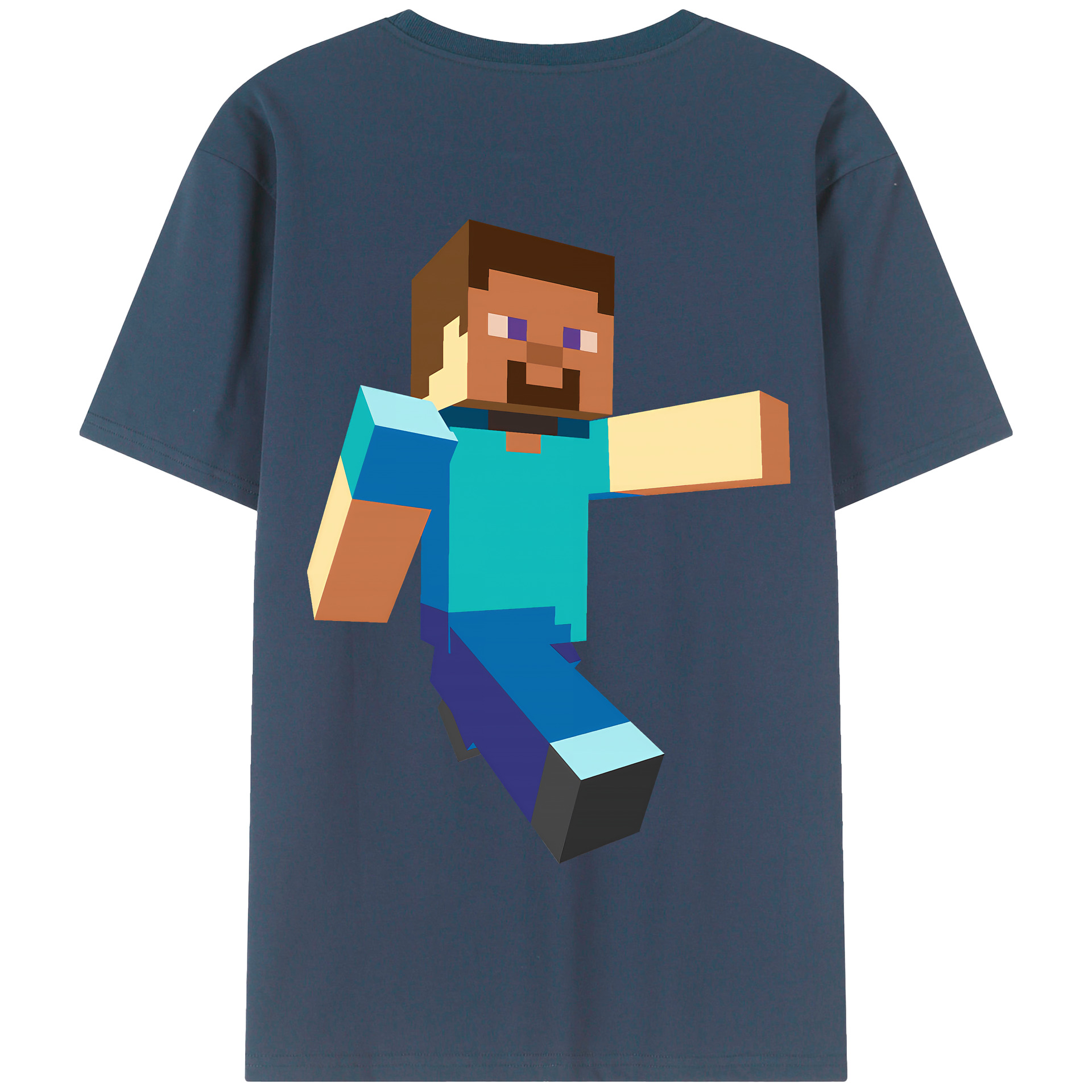 （画像用） マインクラフト ブロックの世界 Minecraft MC Block world 綿100％半袖Tシャツ（背面プリント）