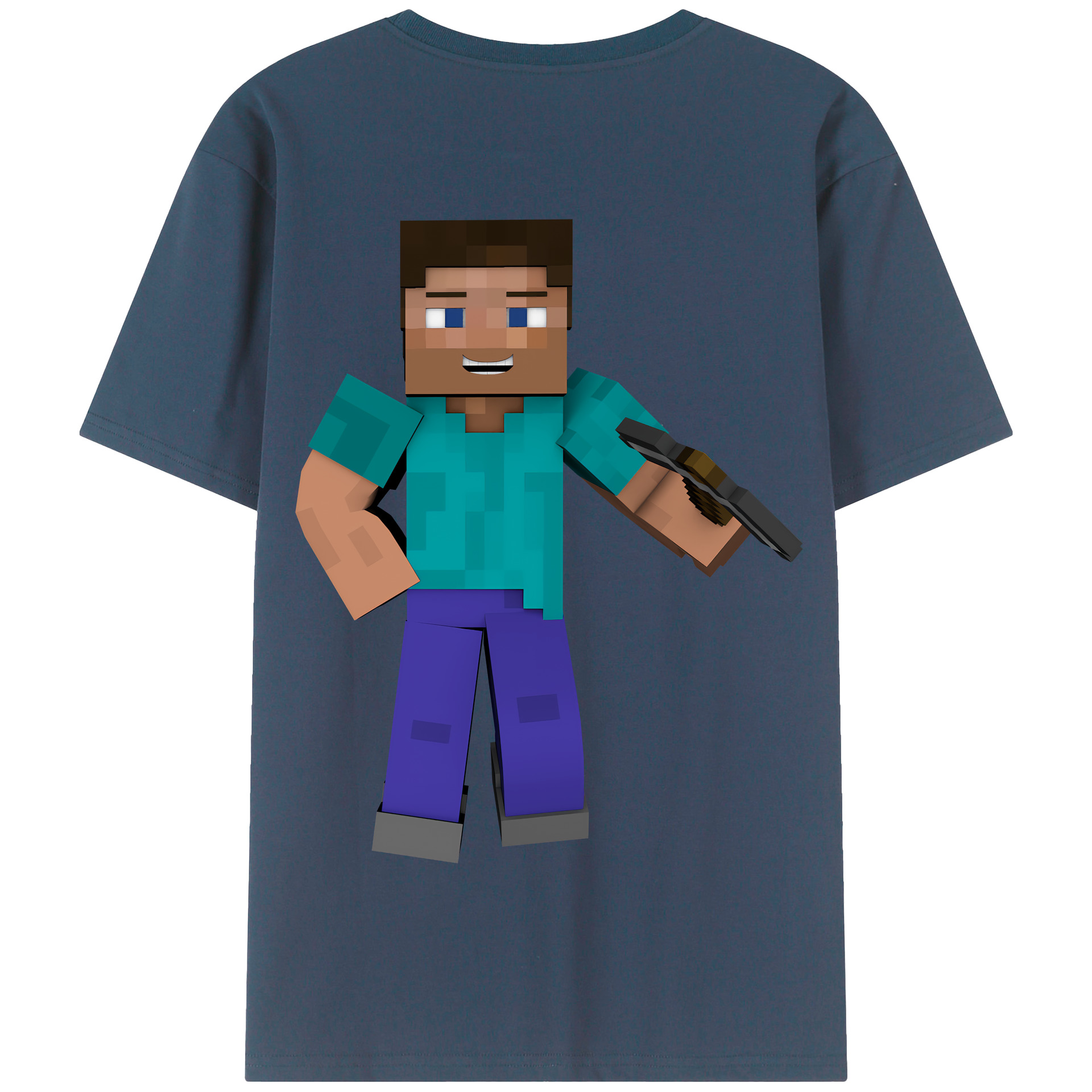 （画像用） マインクラフト ブロックの世界 Minecraft MC Block world 綿100％半袖Tシャツ（背面プリント）
