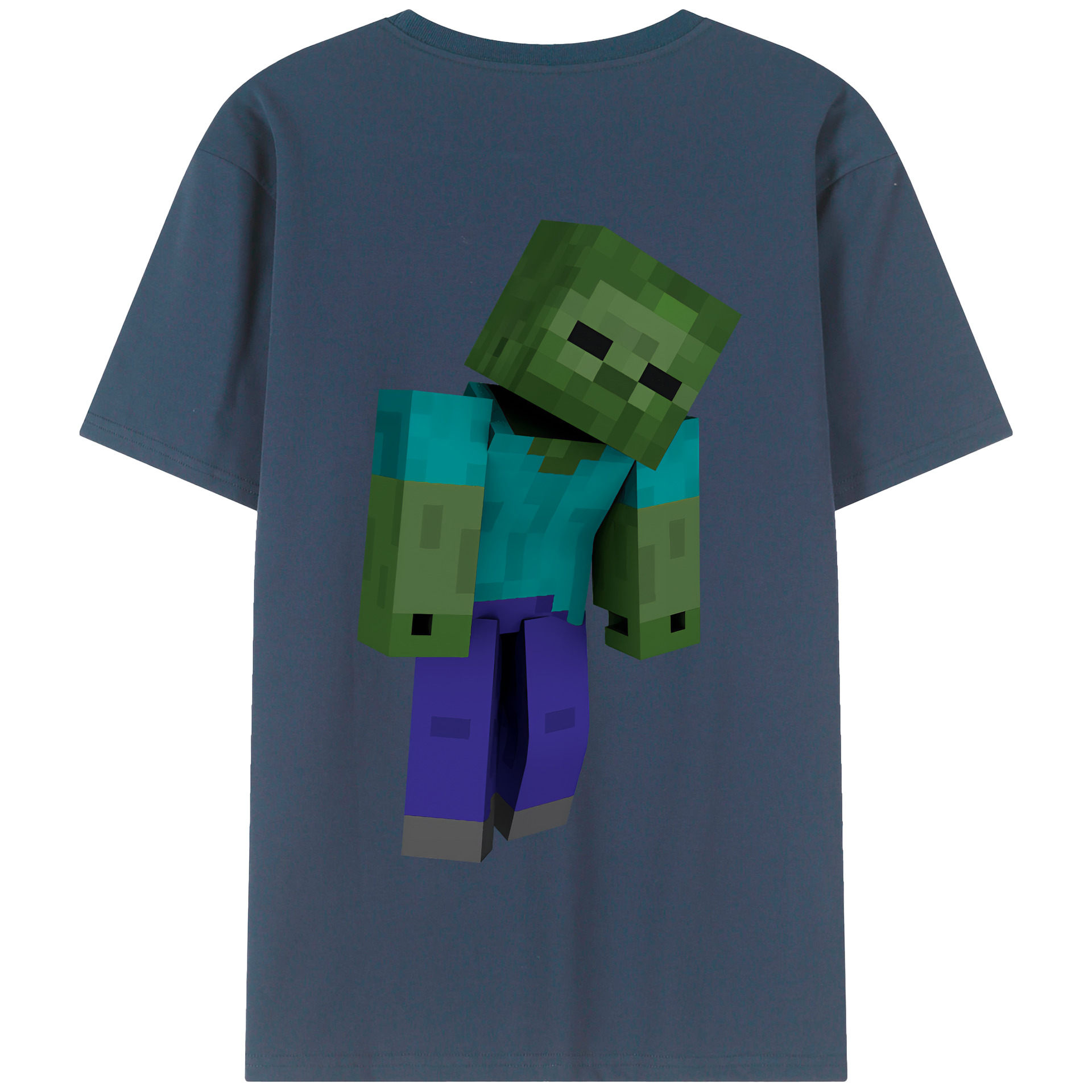 （画像用） マインクラフト ブロックの世界 Minecraft MC Block world 綿100％半袖Tシャツ（背面プリント）