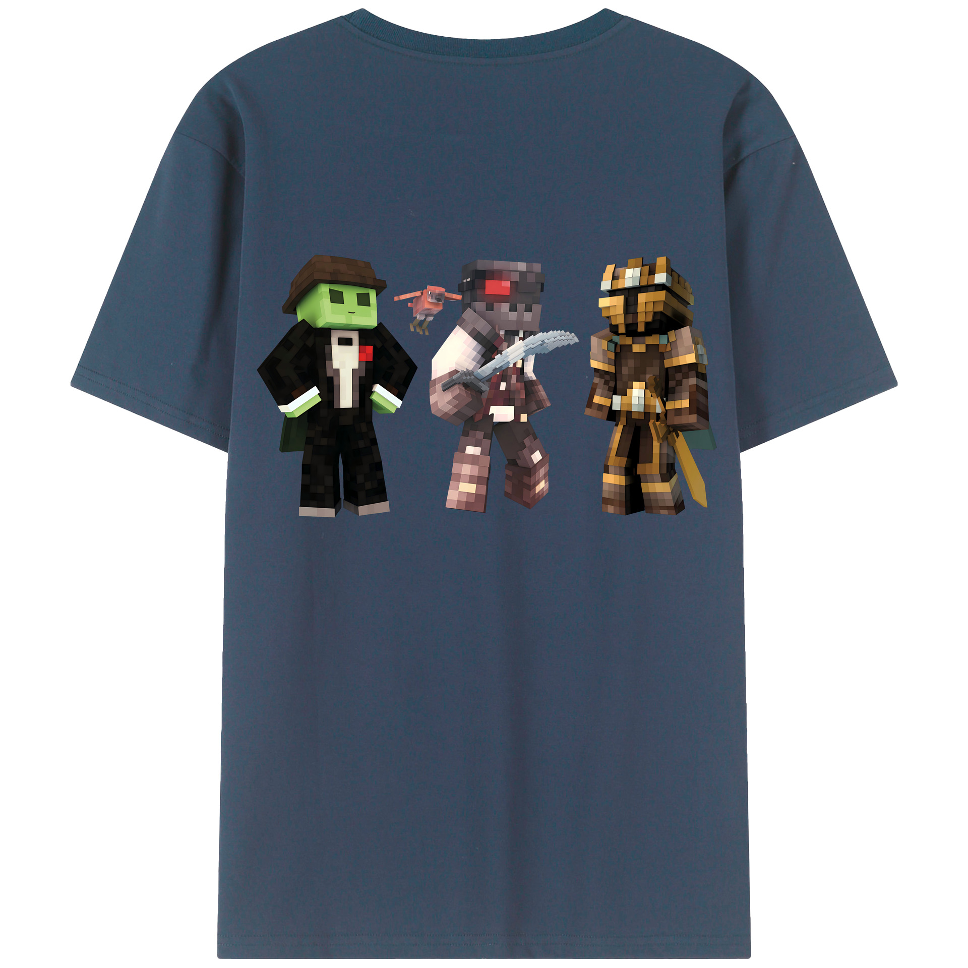 （画像用） マインクラフト ブロックの世界 Minecraft MC Block world 綿100％半袖Tシャツ（背面プリント）