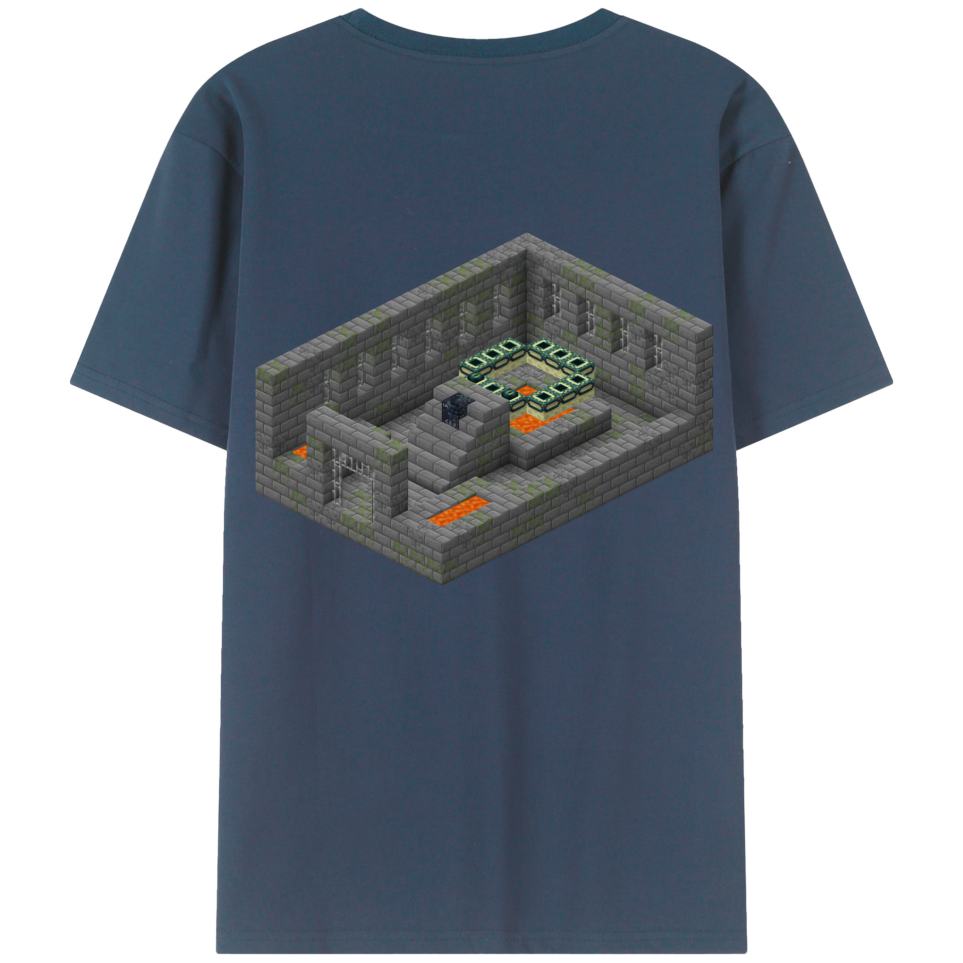 （画像用） マインクラフト ブロックの世界 Minecraft MC Block world 綿100％半袖Tシャツ（背面プリント）