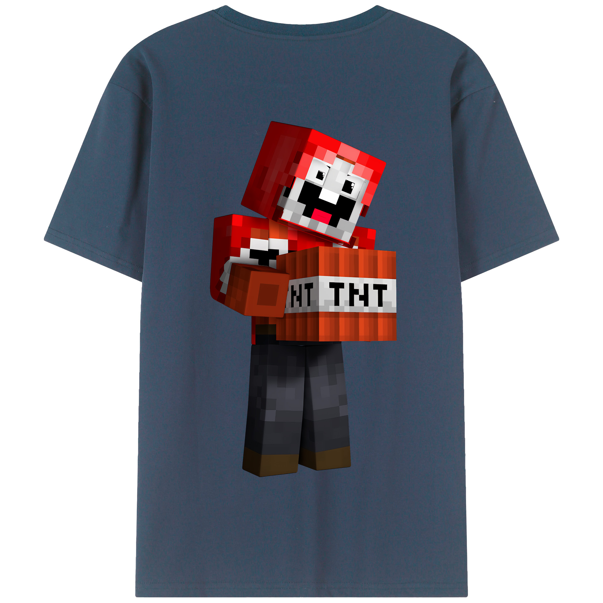 （画像用） マインクラフト ブロックの世界 Minecraft MC Block world 綿100％半袖Tシャツ（背面プリント）