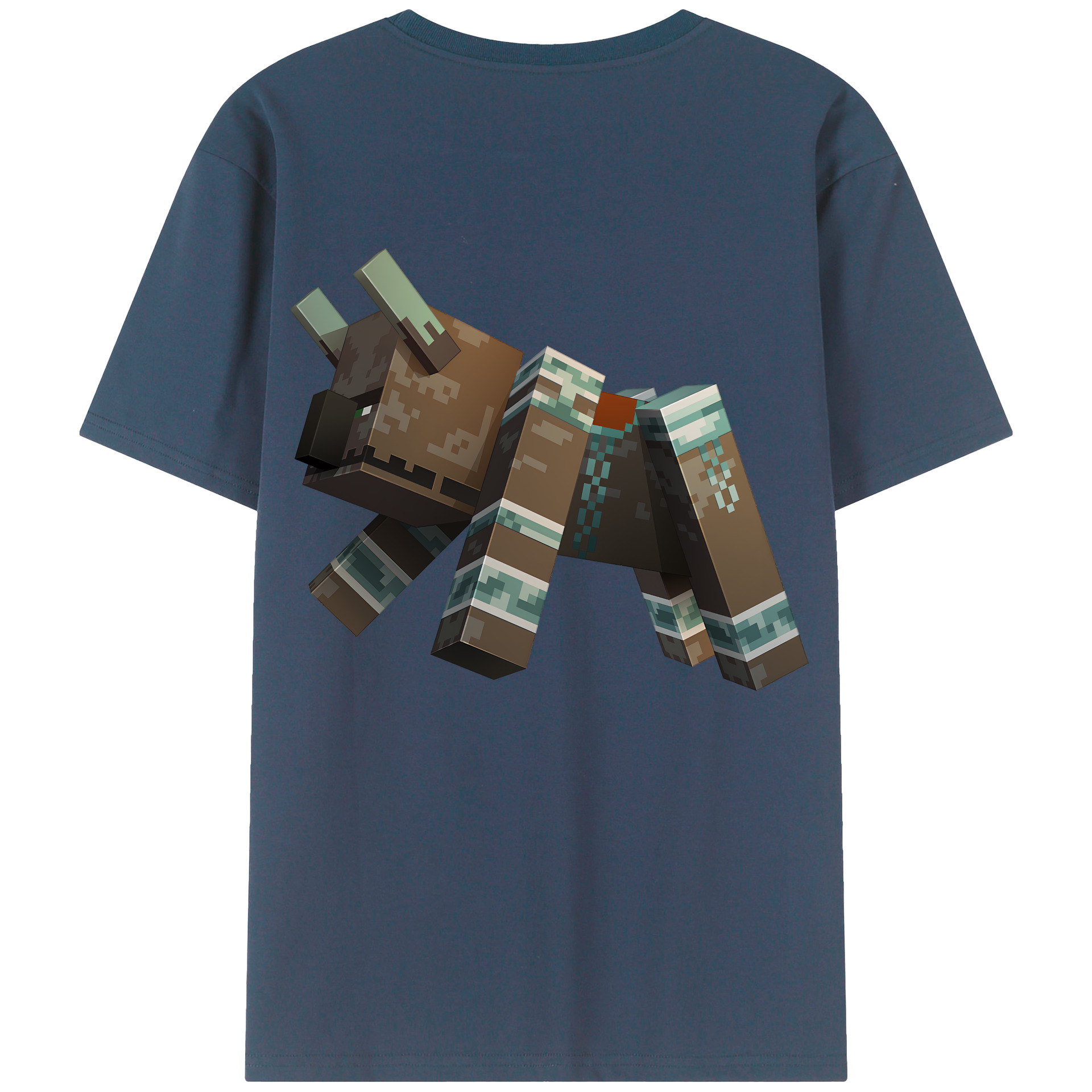 （画像用） マインクラフト ブロックの世界 Minecraft MC Block world 綿100％半袖Tシャツ（背面プリント）