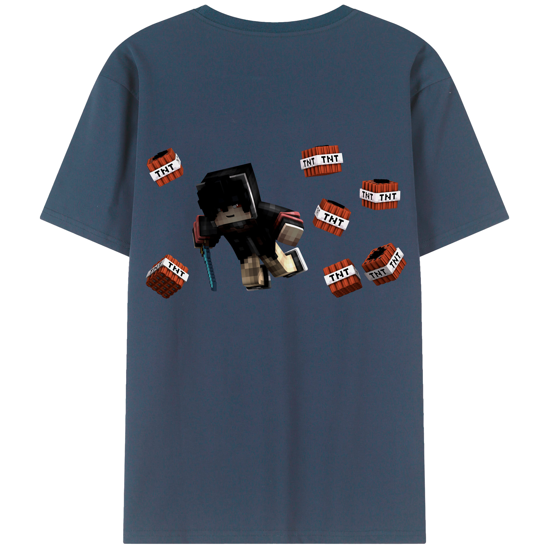 （画像用） マインクラフト ブロックの世界 Minecraft MC Block world 綿100％半袖Tシャツ（背面プリント）