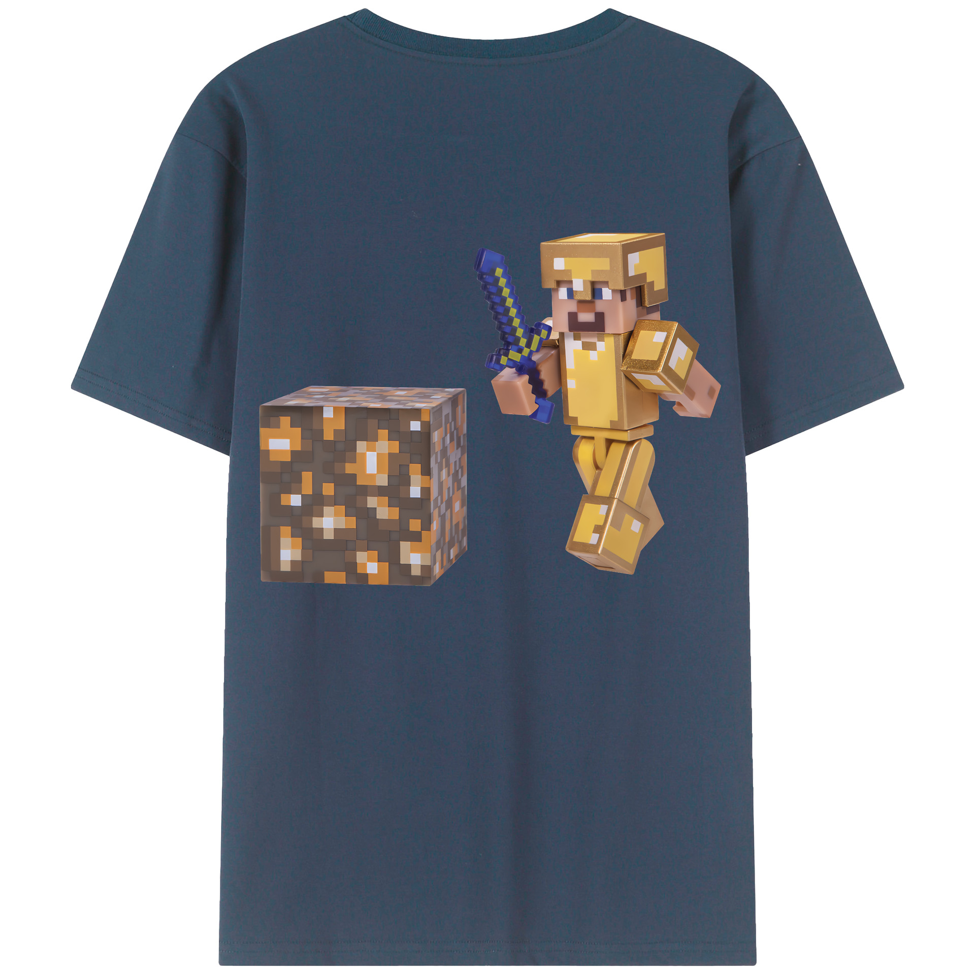 （画像用） マインクラフト ブロックの世界 Minecraft MC Block world 綿100％半袖Tシャツ（背面プリント）