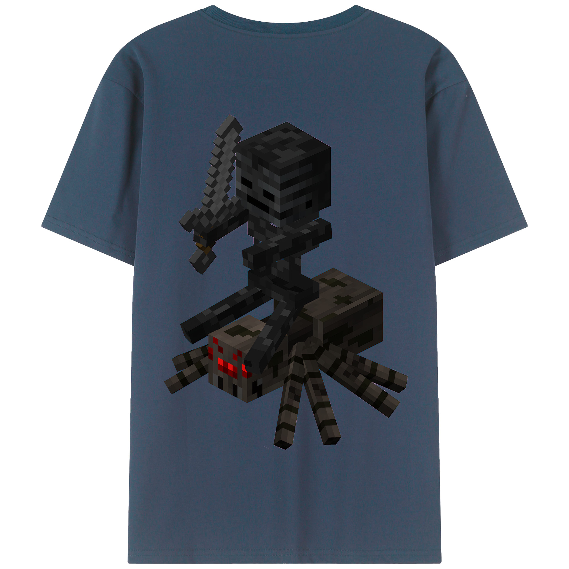 （画像用） マインクラフト ブロックの世界 Minecraft MC Block world 綿100％半袖Tシャツ（背面プリント）