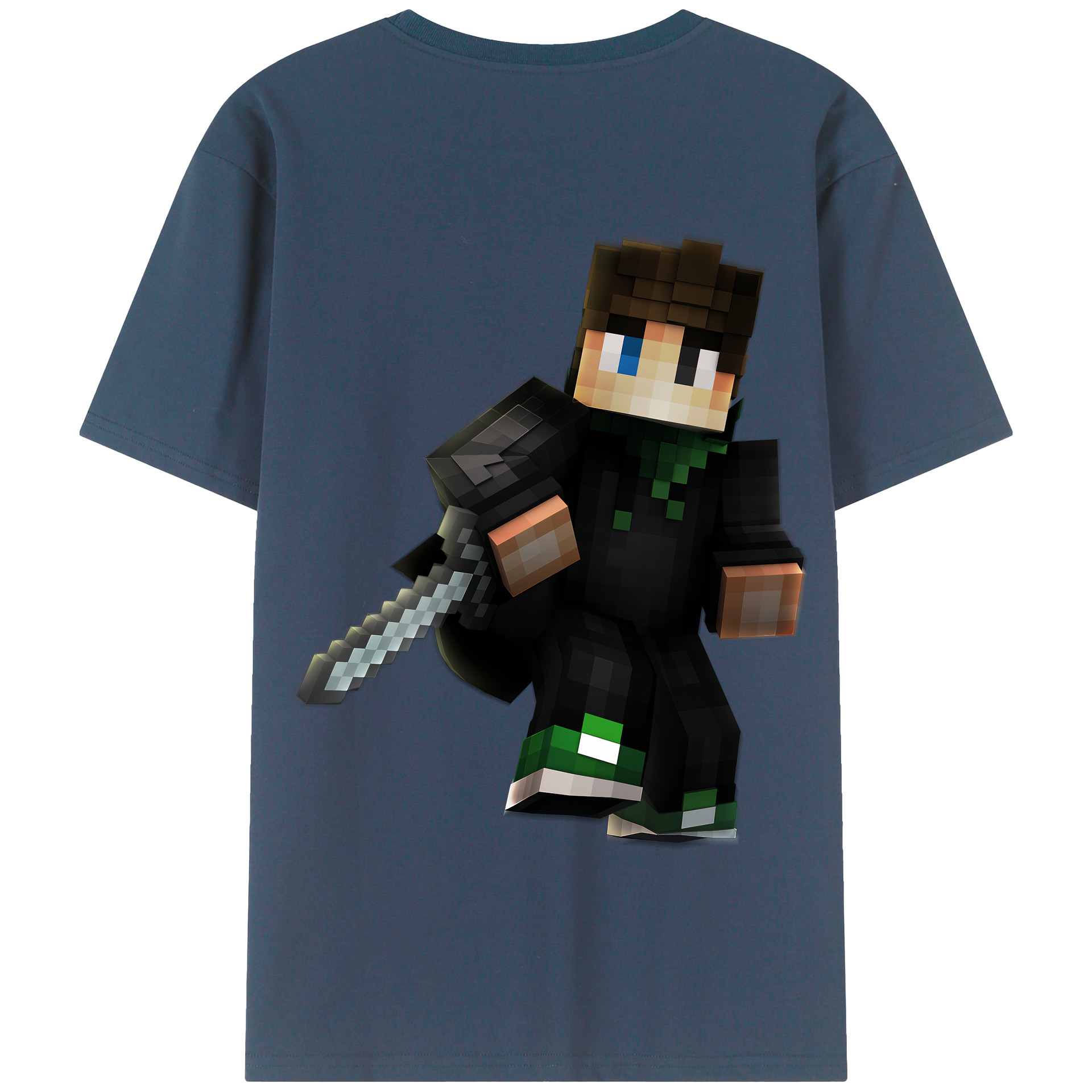（画像用） マインクラフト ブロックの世界 Minecraft MC Block world 綿100％半袖Tシャツ（背面プリント）