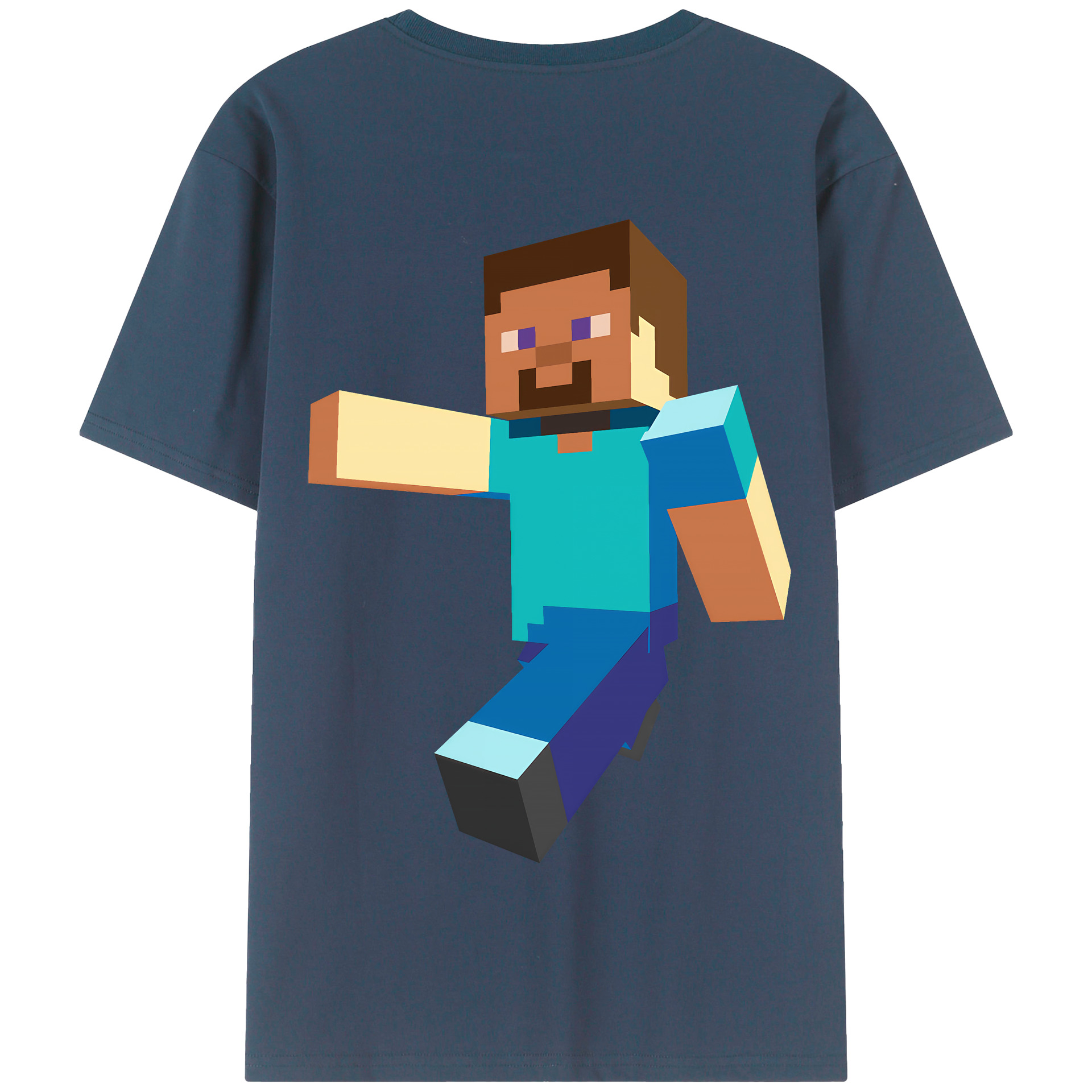 （画像用） マインクラフト ブロックの世界 Minecraft MC Block world 綿100％半袖Tシャツ（背面プリント）