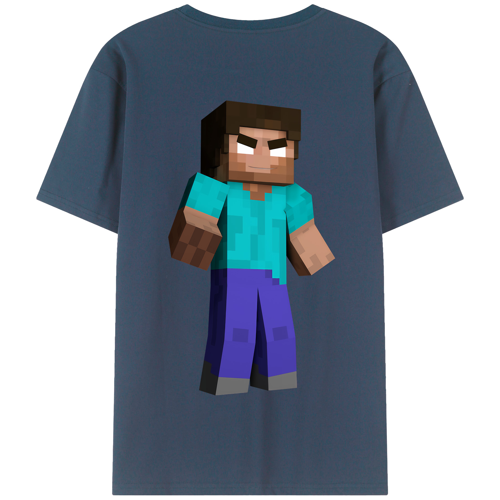 （画像用） マインクラフト ブロックの世界 Minecraft MC Block world 綿100％半袖Tシャツ（背面プリント）