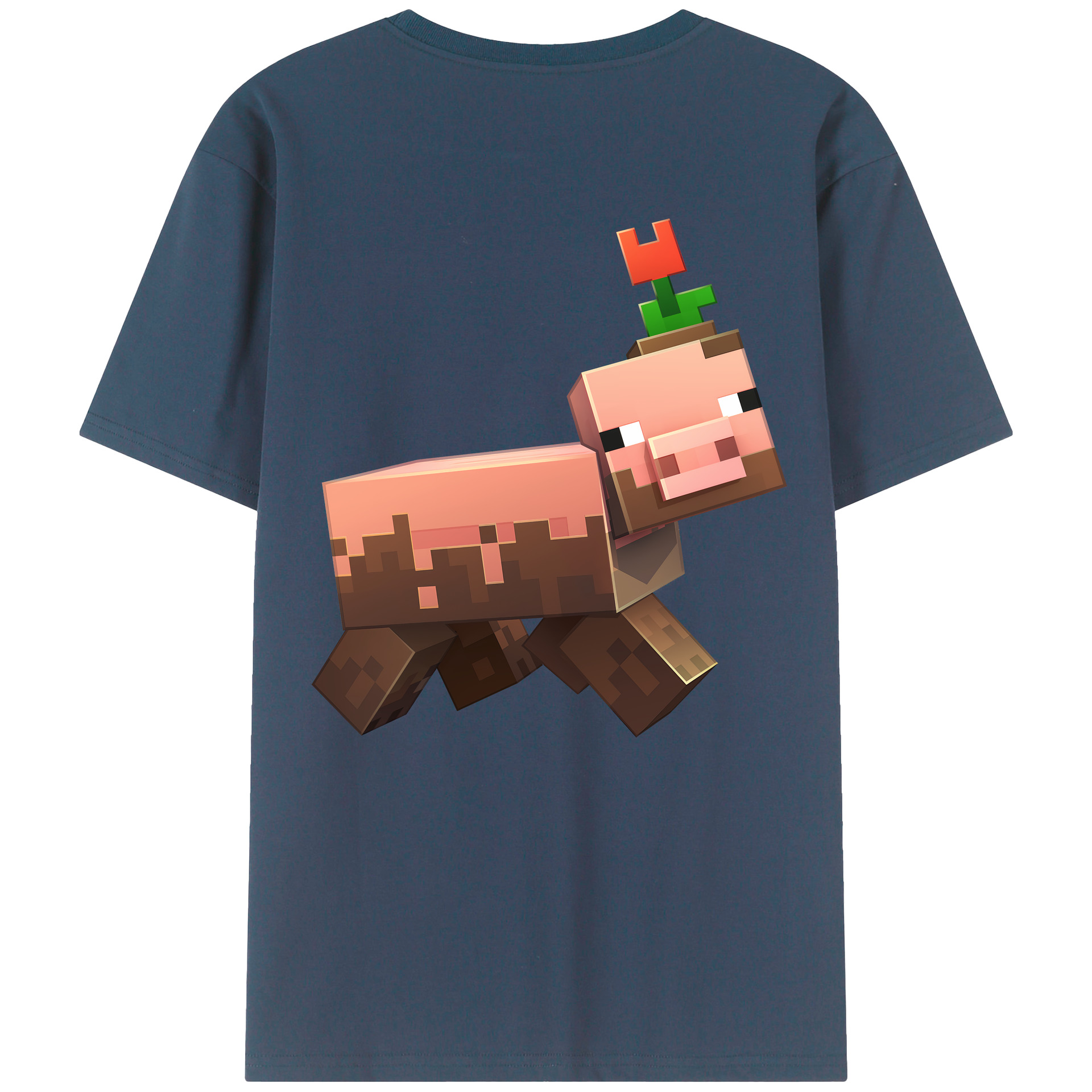 （画像用） マインクラフト ブロックの世界 Minecraft MC Block world 綿100％半袖Tシャツ（背面プリント）