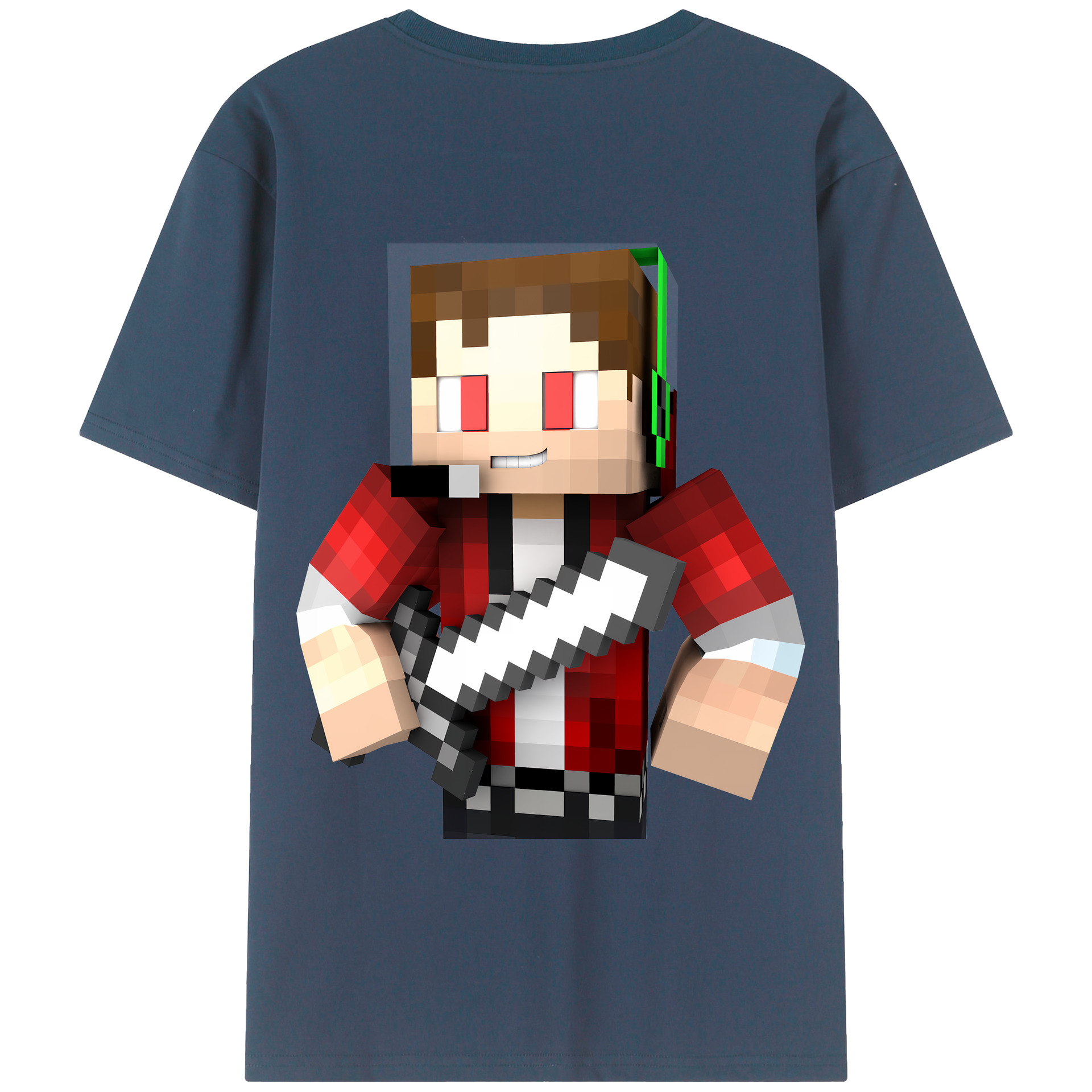 （画像用） マインクラフト ブロックの世界 Minecraft MC Block world 綿100％半袖Tシャツ（背面プリント）