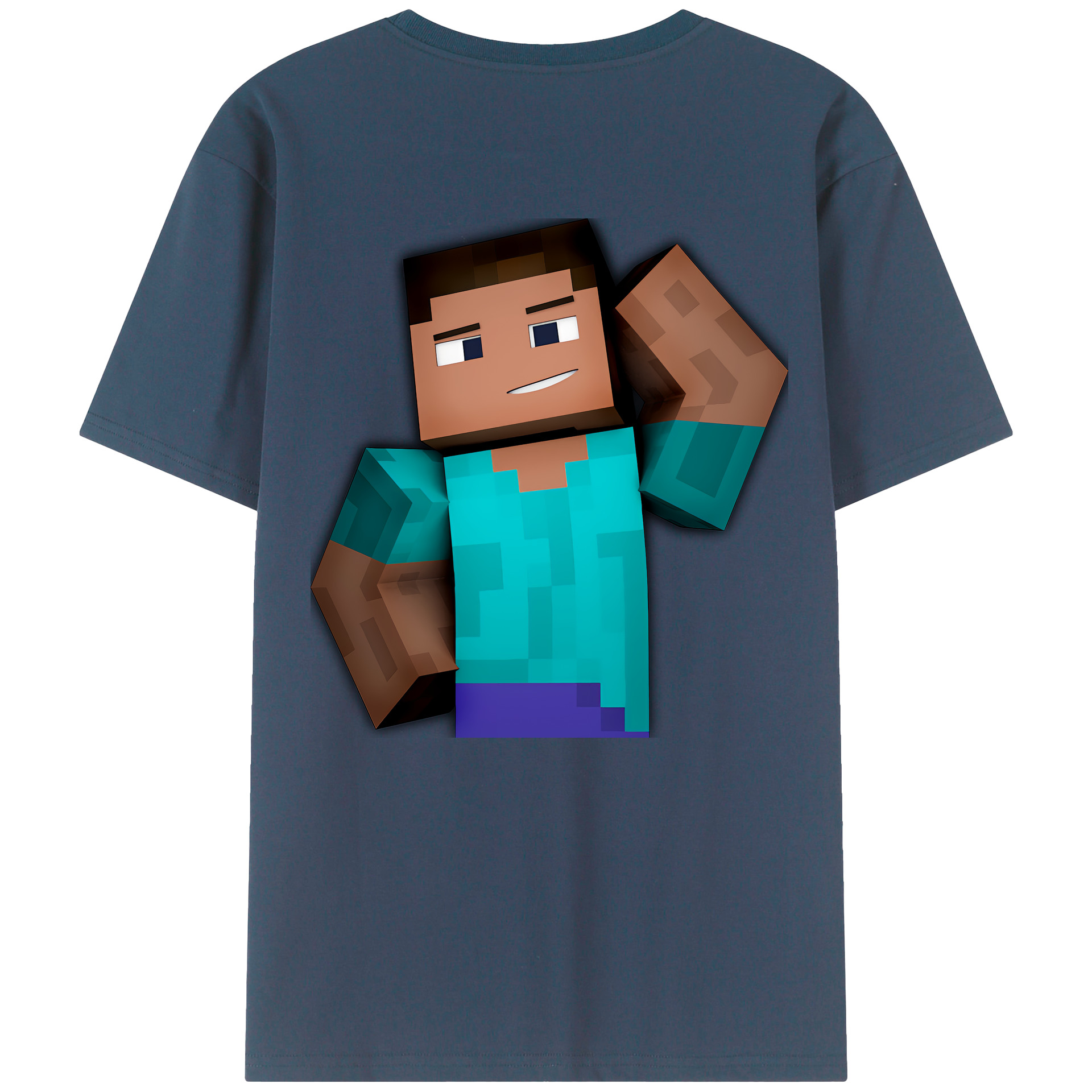 （画像用） マインクラフト ブロックの世界 Minecraft MC Block world 綿100％半袖Tシャツ（背面プリント）