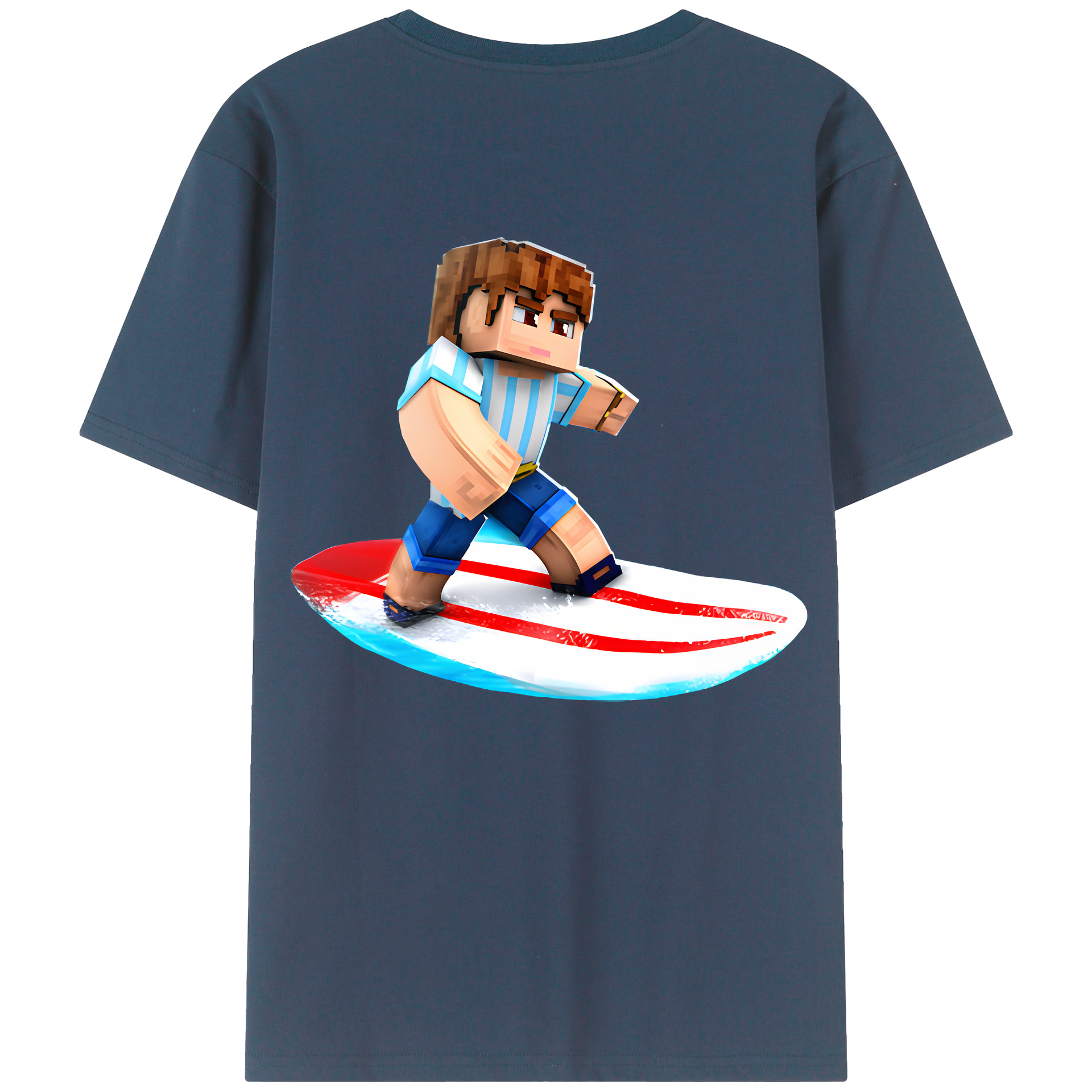（画像用） マインクラフト ブロックの世界 Minecraft MC Block world 綿100％半袖Tシャツ（背面プリント）