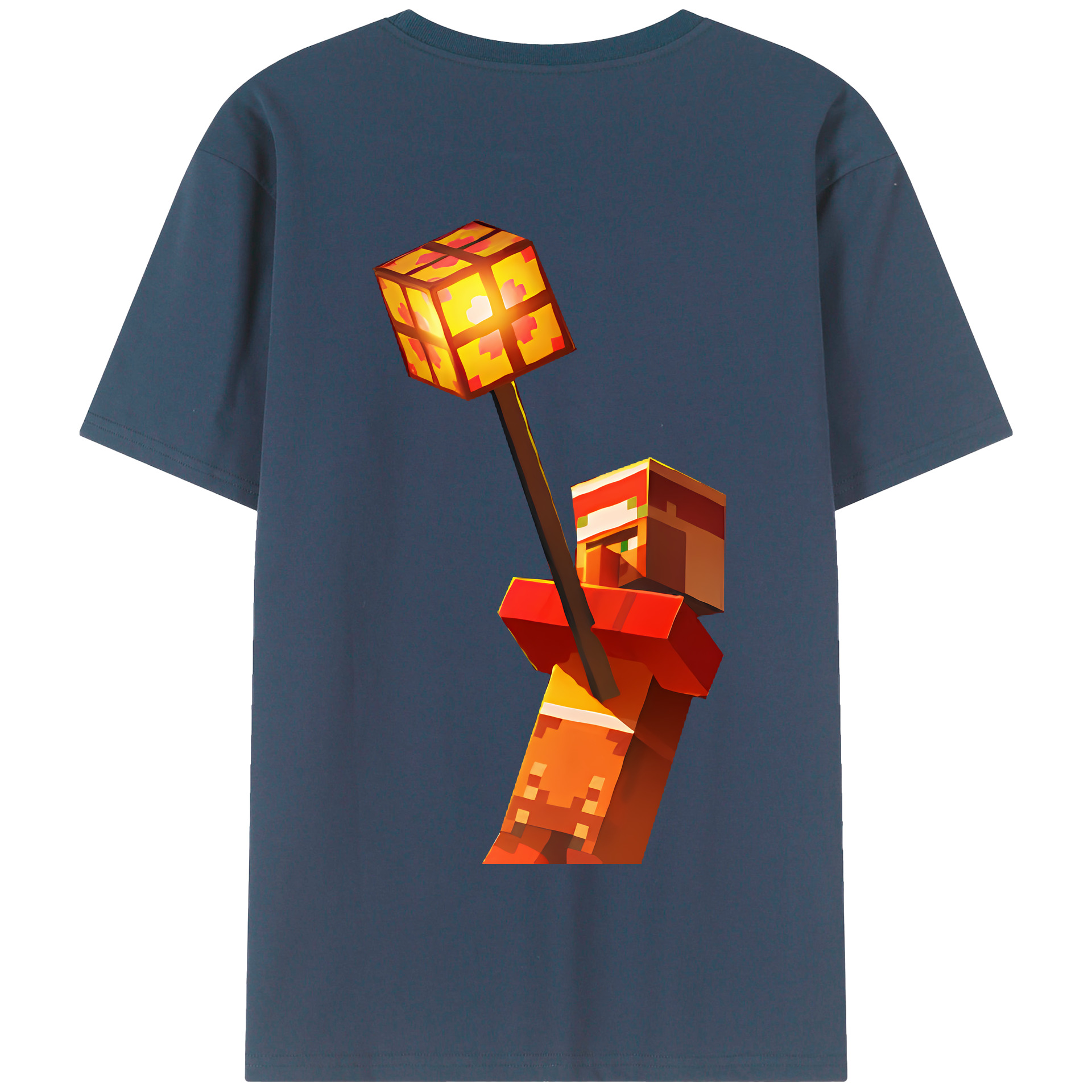 （画像用） マインクラフト ブロックの世界 Minecraft MC Block world 綿100％半袖Tシャツ（背面プリント）
