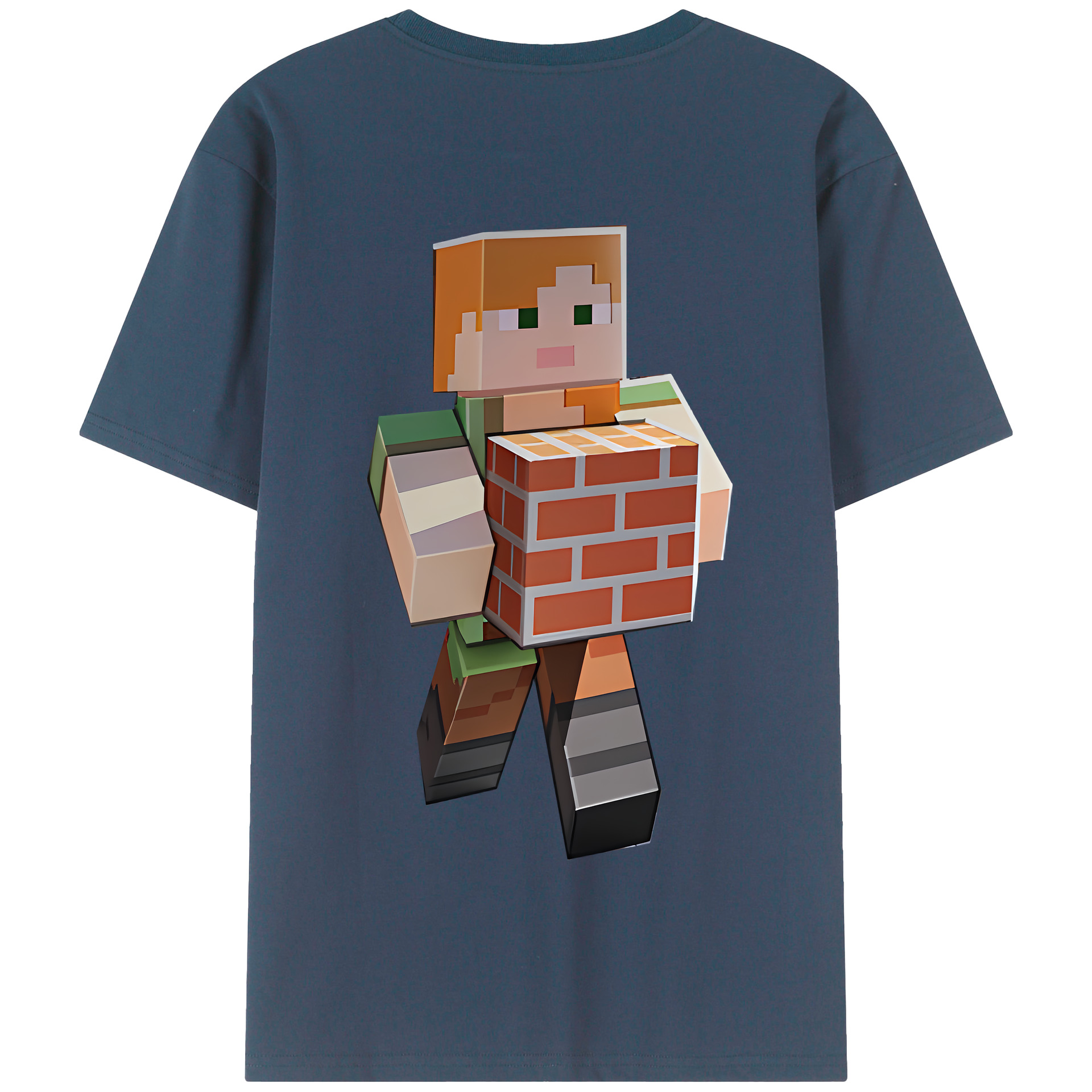 （画像用） マインクラフト ブロックの世界 Minecraft MC Block world 綿100％半袖Tシャツ（背面プリント）