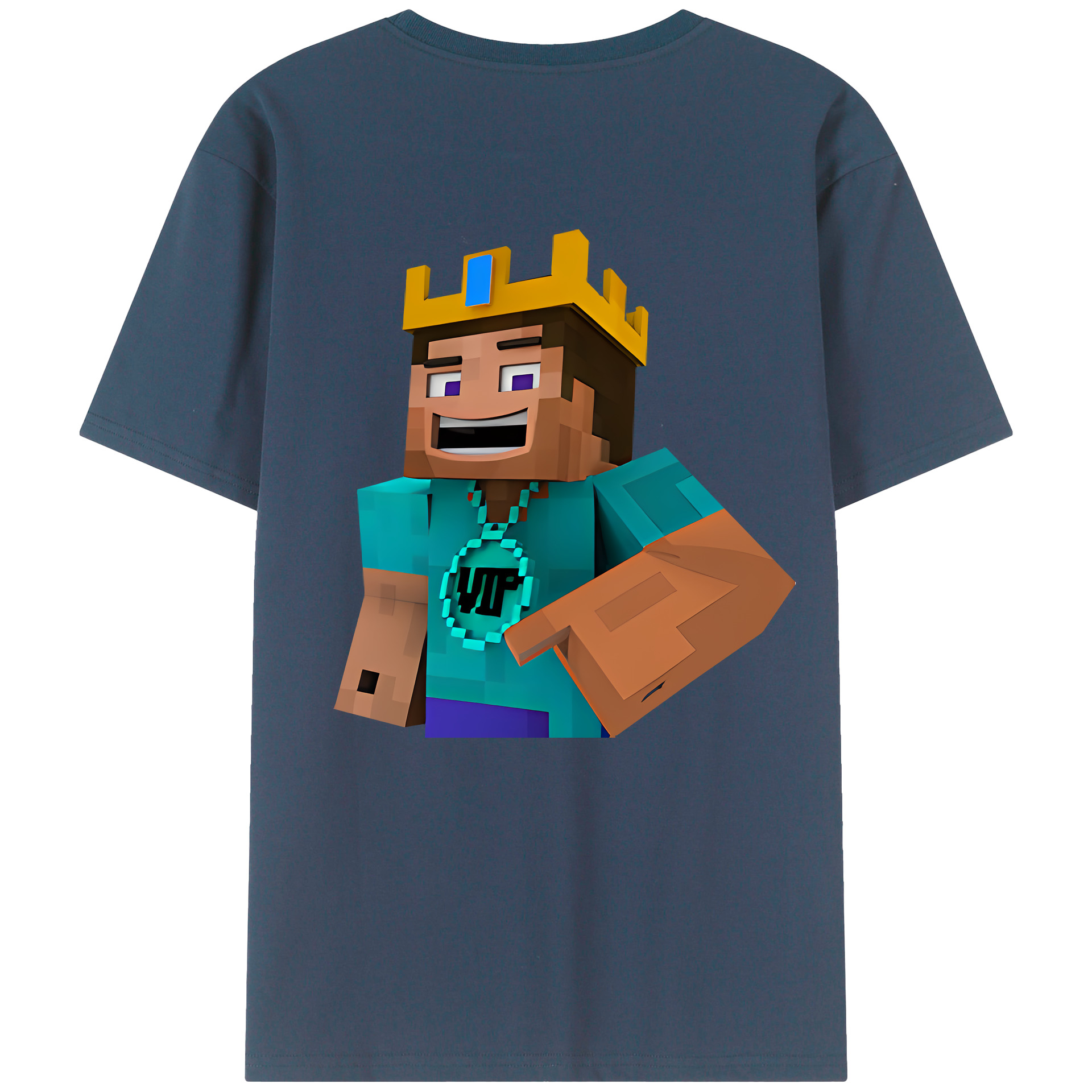 （画像用） マインクラフト ブロックの世界 Minecraft MC Block world 綿100％半袖Tシャツ（背面プリント）