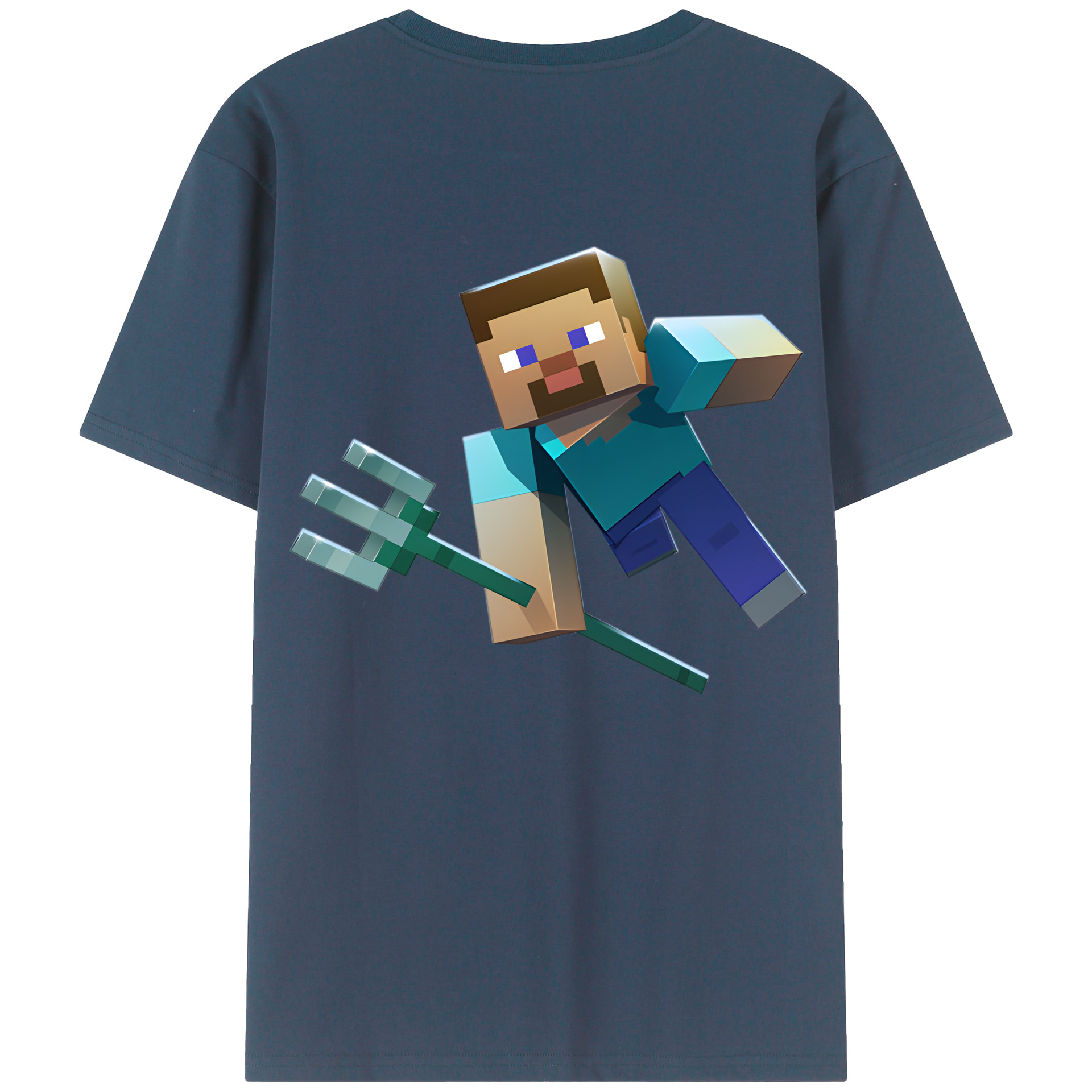 （画像用） マインクラフト ブロックの世界 Minecraft MC Block world 綿100％半袖Tシャツ（背面プリント）