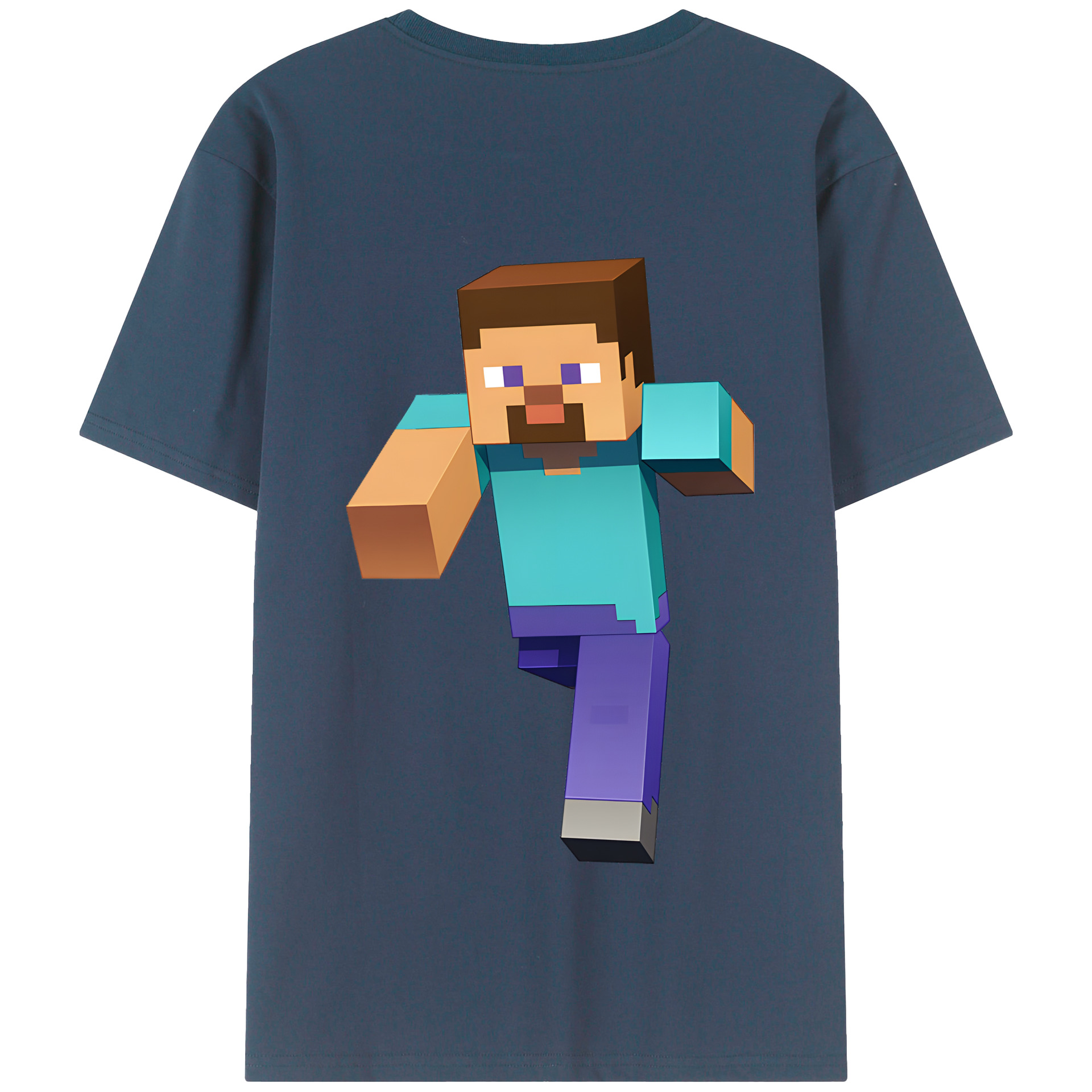 （画像用） マインクラフト ブロックの世界 Minecraft MC Block world 綿100％半袖Tシャツ（背面プリント）
