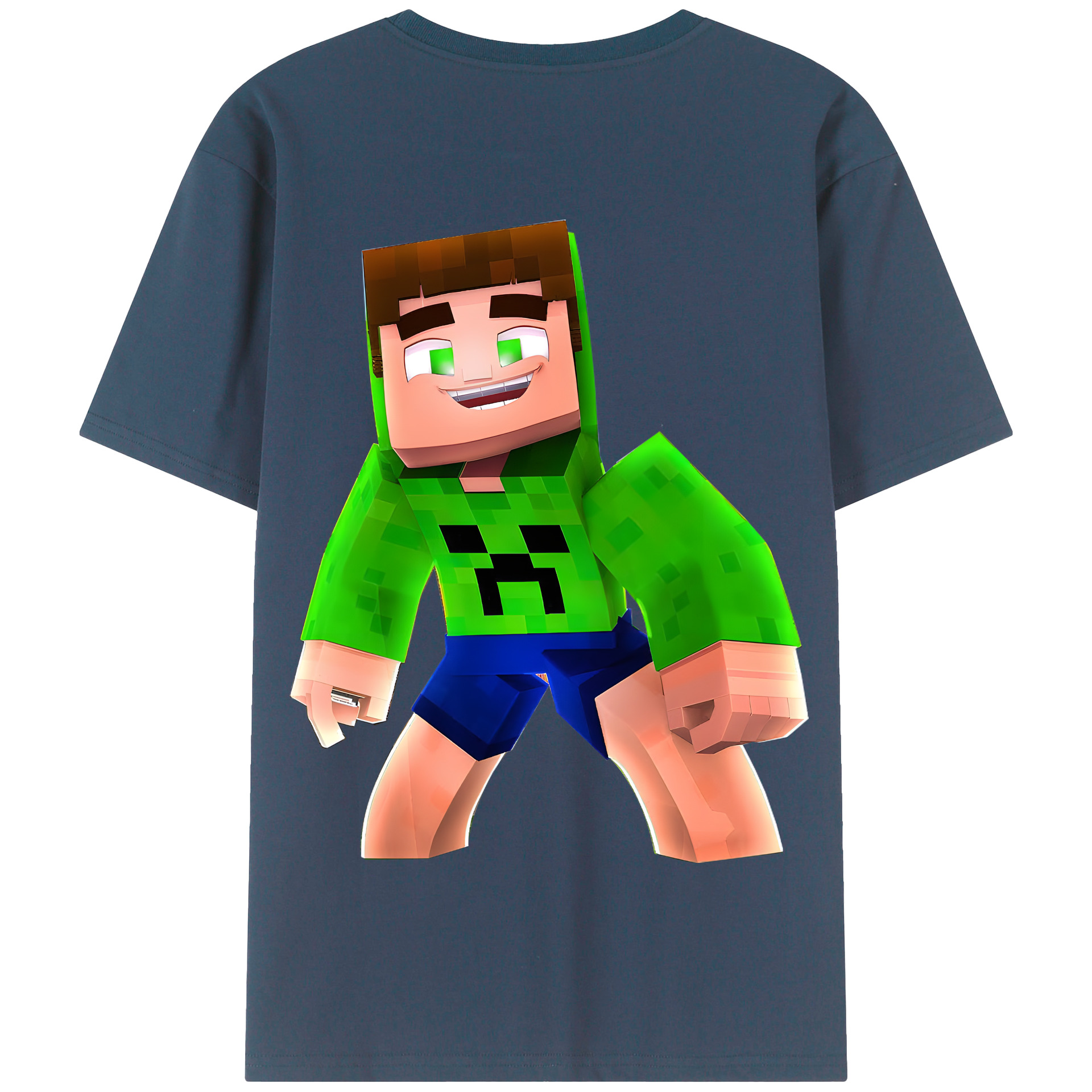 （画像用） マインクラフト ブロックの世界 Minecraft MC Block world 綿100％半袖Tシャツ（背面プリント）