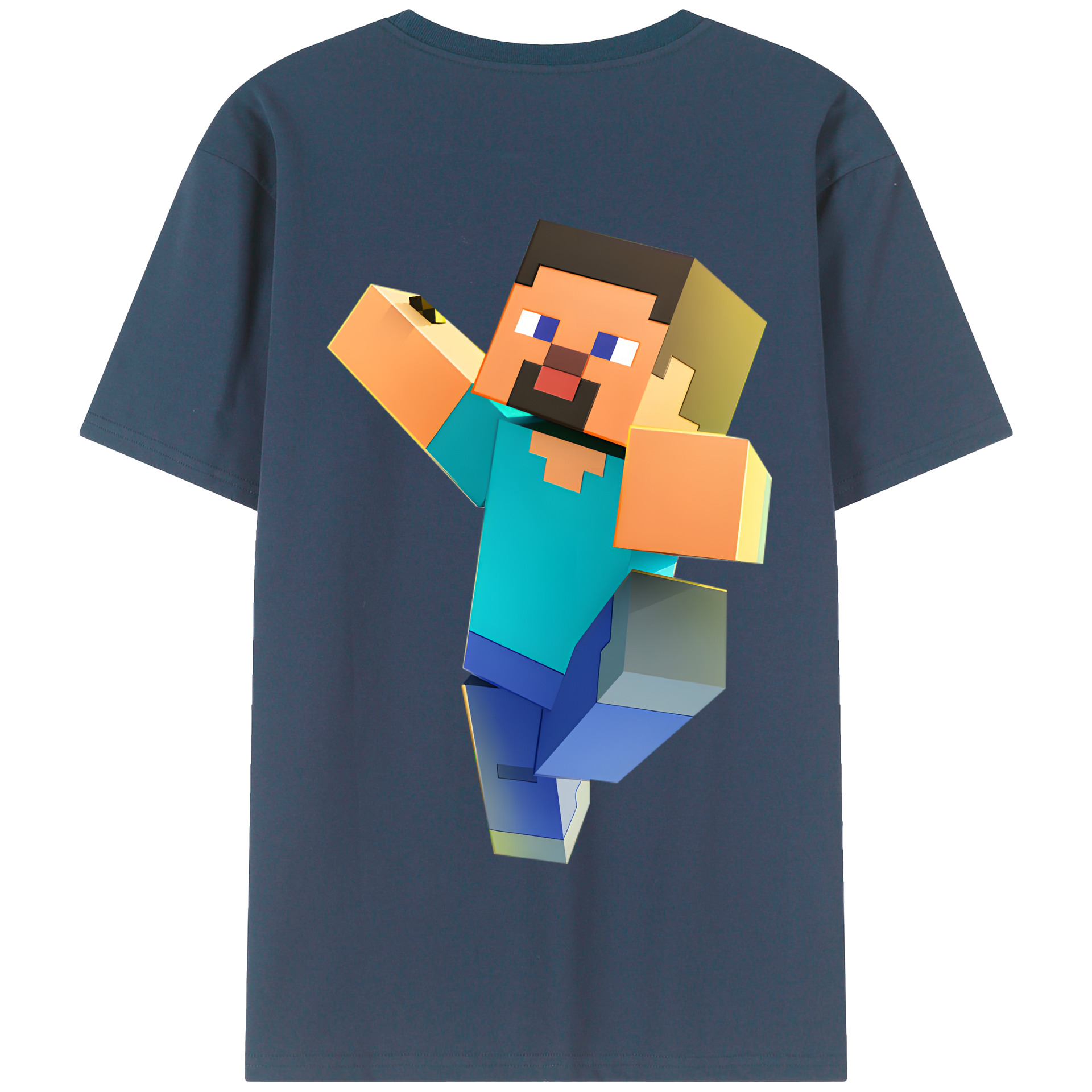 （画像用） マインクラフト ブロックの世界 Minecraft MC Block world 綿100％半袖Tシャツ（背面プリント）
