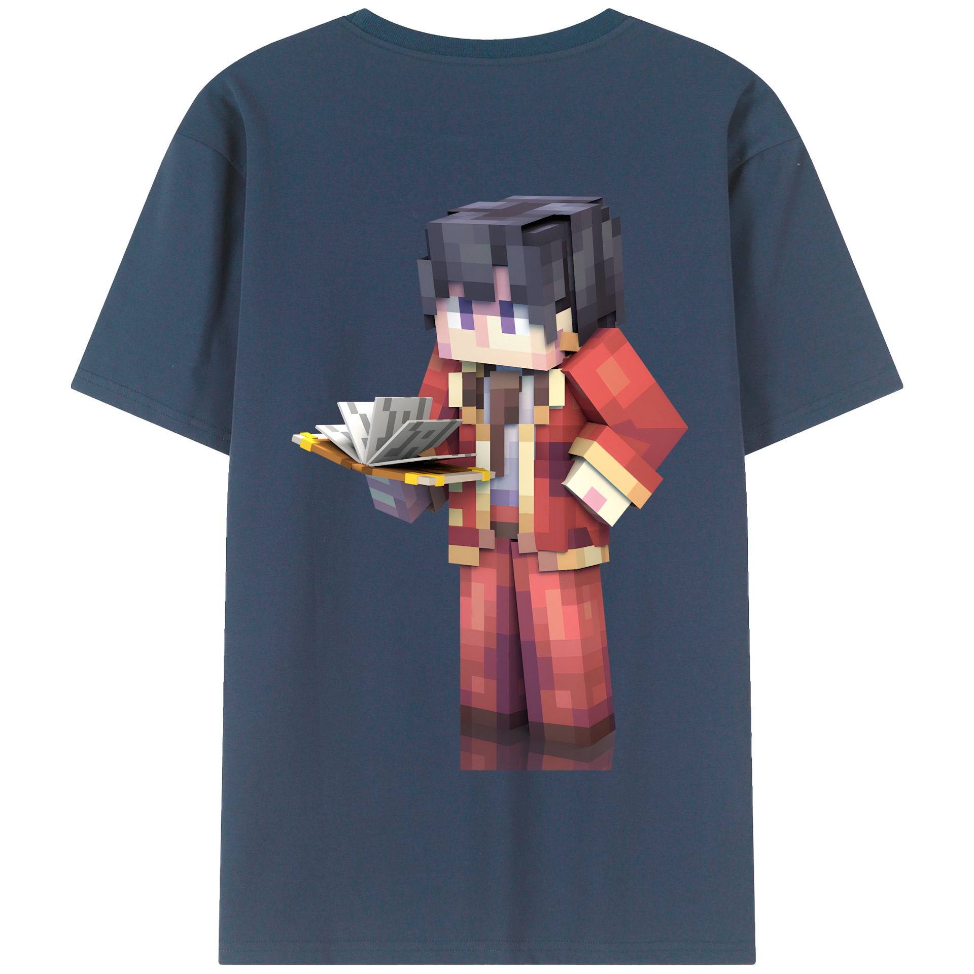 （画像用） マインクラフト ブロックの世界 Minecraft MC Block world 綿100％半袖Tシャツ（背面プリント）